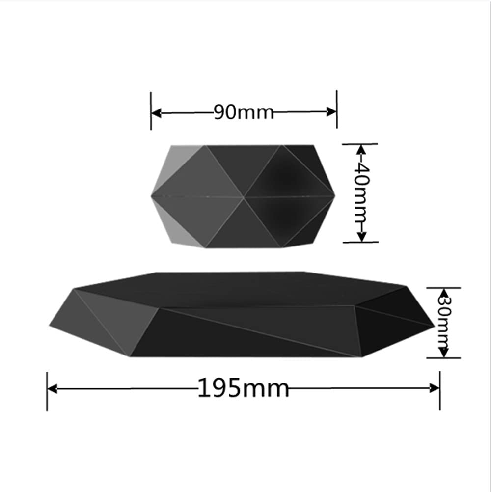 GUIYING Magnetic Levitating Flower Pot Air Bonsai Black Hexagon Suspension Floating Plant Pot 360 Degree Rotation Pot Home and Office Desk Decor