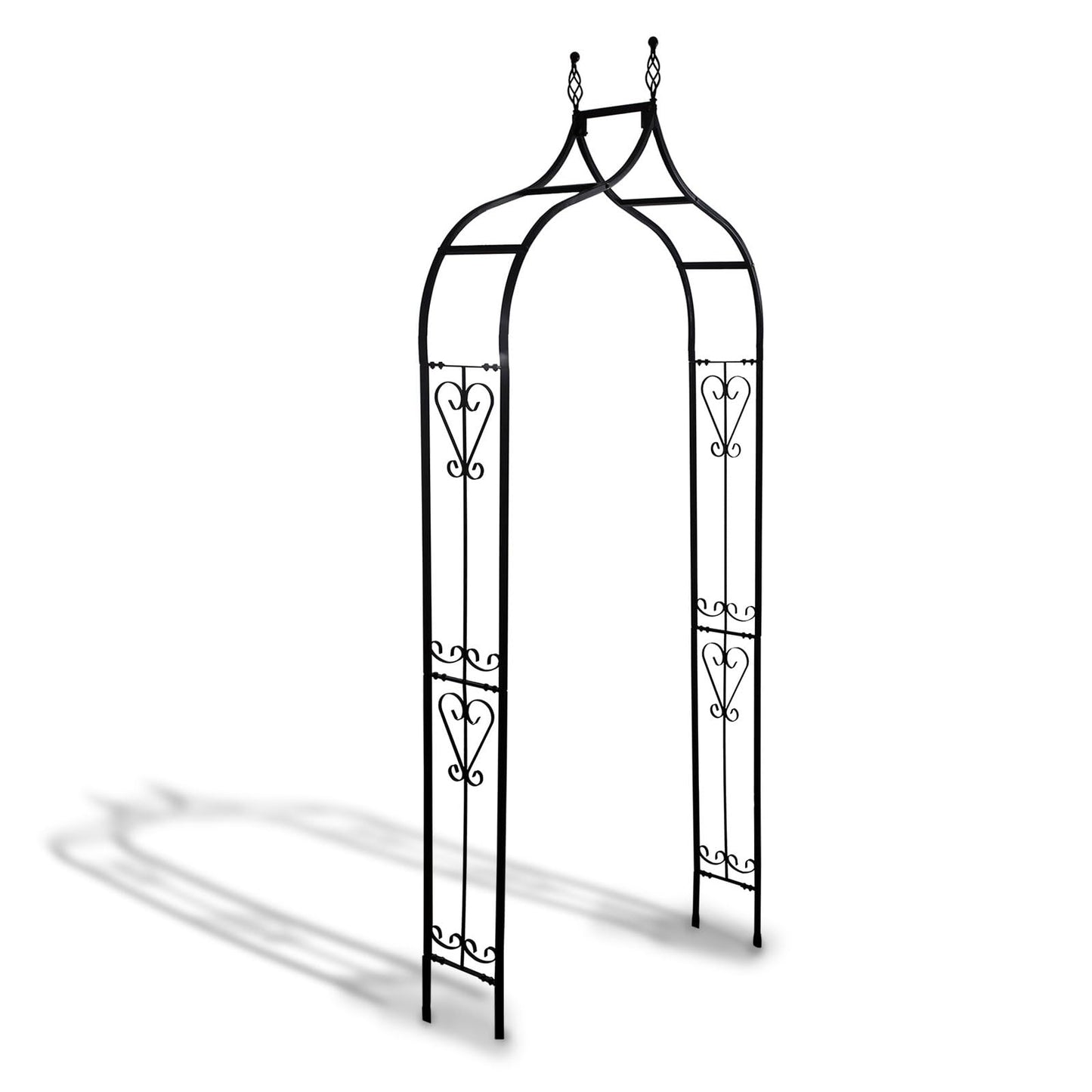 SCENDOR Garden Arch Trellis 14.2" L x 46.5" W x 98.4" H, Black Iron Arbor, Courtyard Arbor Trellis for Various Climbing Plants Rose, Outdoor Archway Wedding Ceremony Party