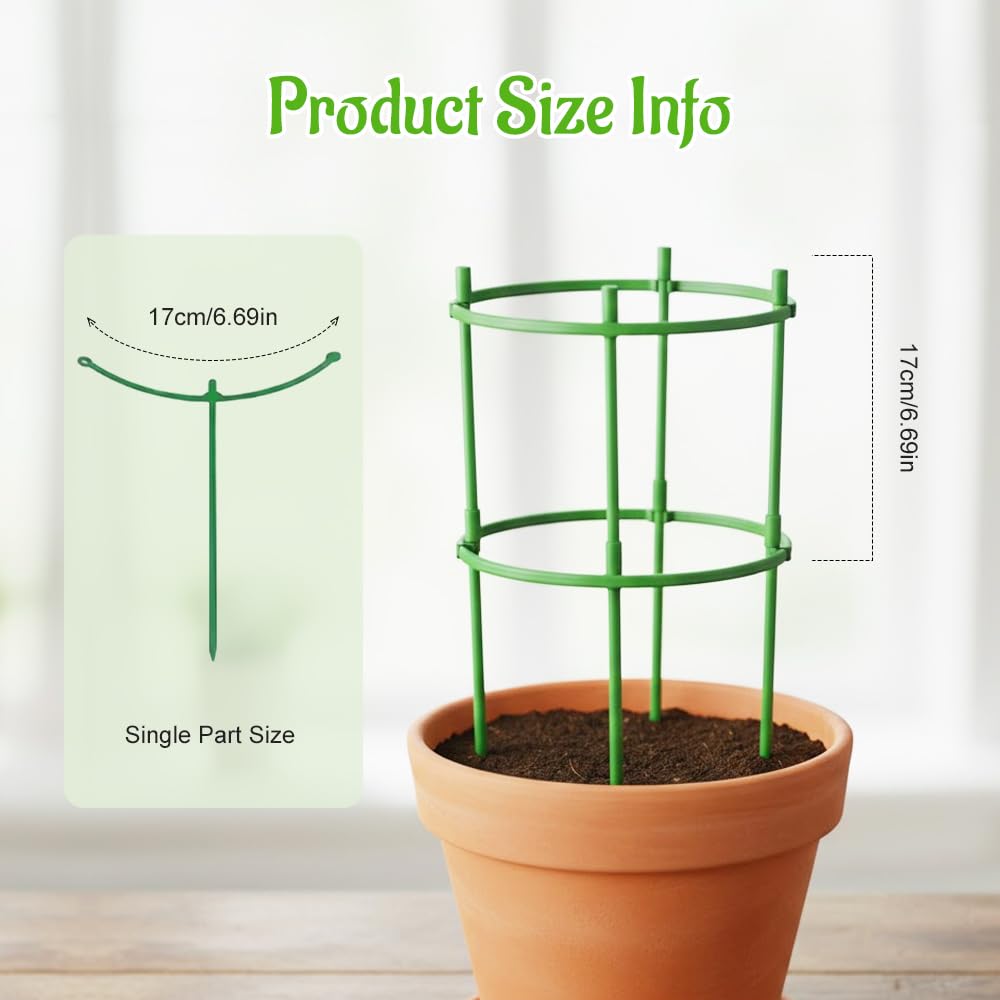 Plant Support Pile, 2026 Upgrade Plant Stakes, Durable Plant Trellis, Adjustable Garden Trellis for Outdoor Gardening, Stackable Plant Cage for Home Gardeners (12)