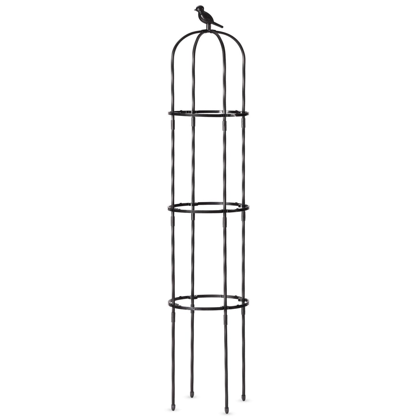 FOLLOOK Garden Obelisk Trellis for Climbing Plants Outdoor, Lightweight Climbing Plant Support Flower Roses Clematis Vegetable Light Vines Round Trellis for Raised Garden Bed Planter, Black, 1 Pack