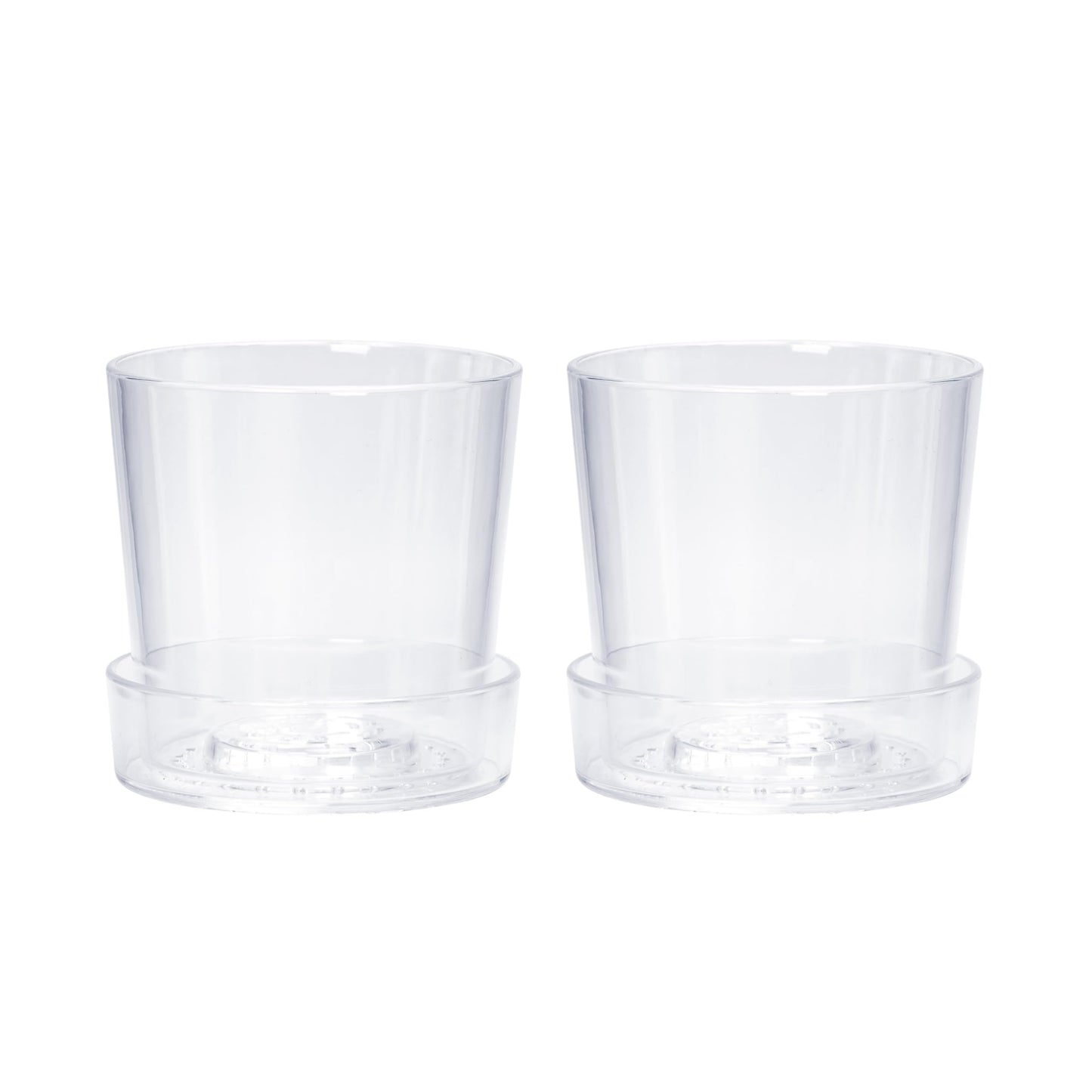 Phoenix Vine 4.5 Inch Clear Acrylic Planter Pot with Tray, Orchid Pot with Drainage Holes, Deep Saucer for Bottom Watering, Transparent Containers for Indoor Plants, Herbs, Set of 2, 91-A-E-2