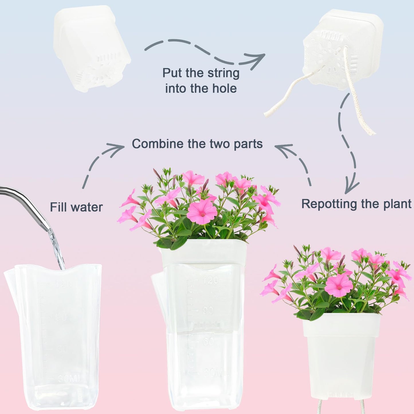15 Pack 2" Self Watering Pots for Indoor Plants,Mini Clear Plastic Planters with Water Level Indicator & Drainage Holes for Alocasia Propagation, African Violets, Seedlings, Cuttings and Succulents