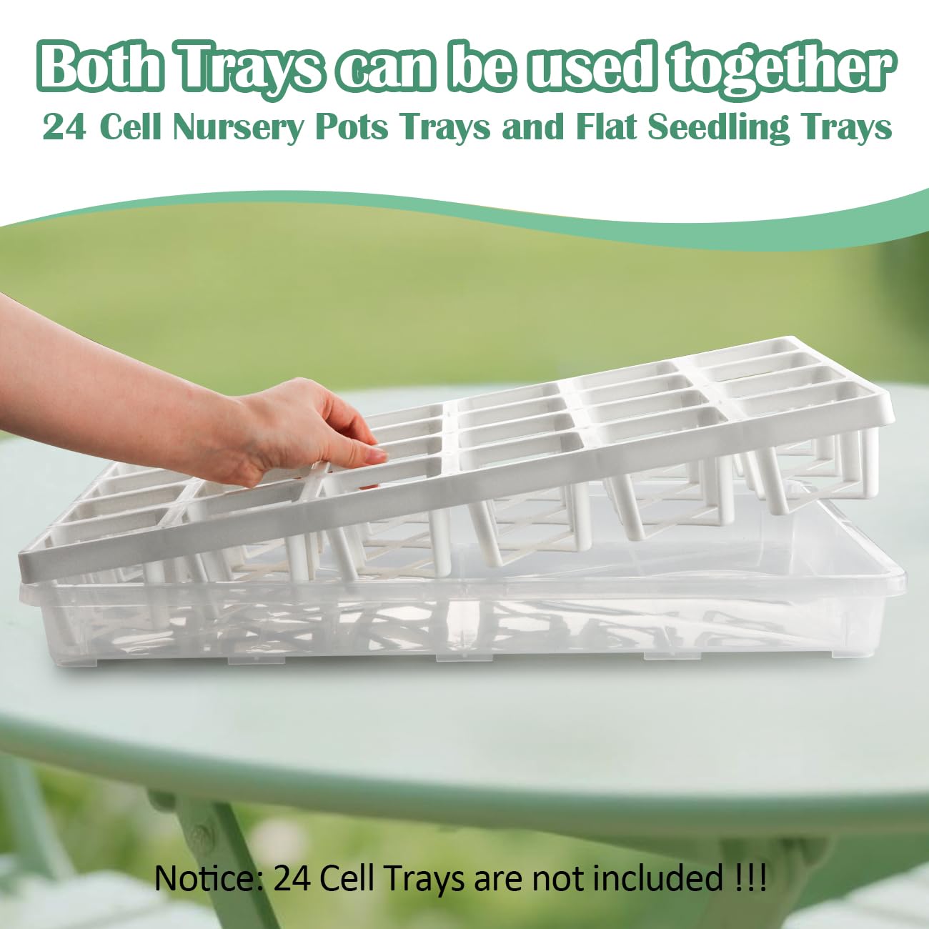 RooTrimmer Clear Seed Starter Trays 5 Pack(17"x11"x2"), Reusable Plastic Carrying Seedling & Nursery Trays, Durable Flat Pots Trays, Transparent Square Tray for Planting and Collecting Drainage Water