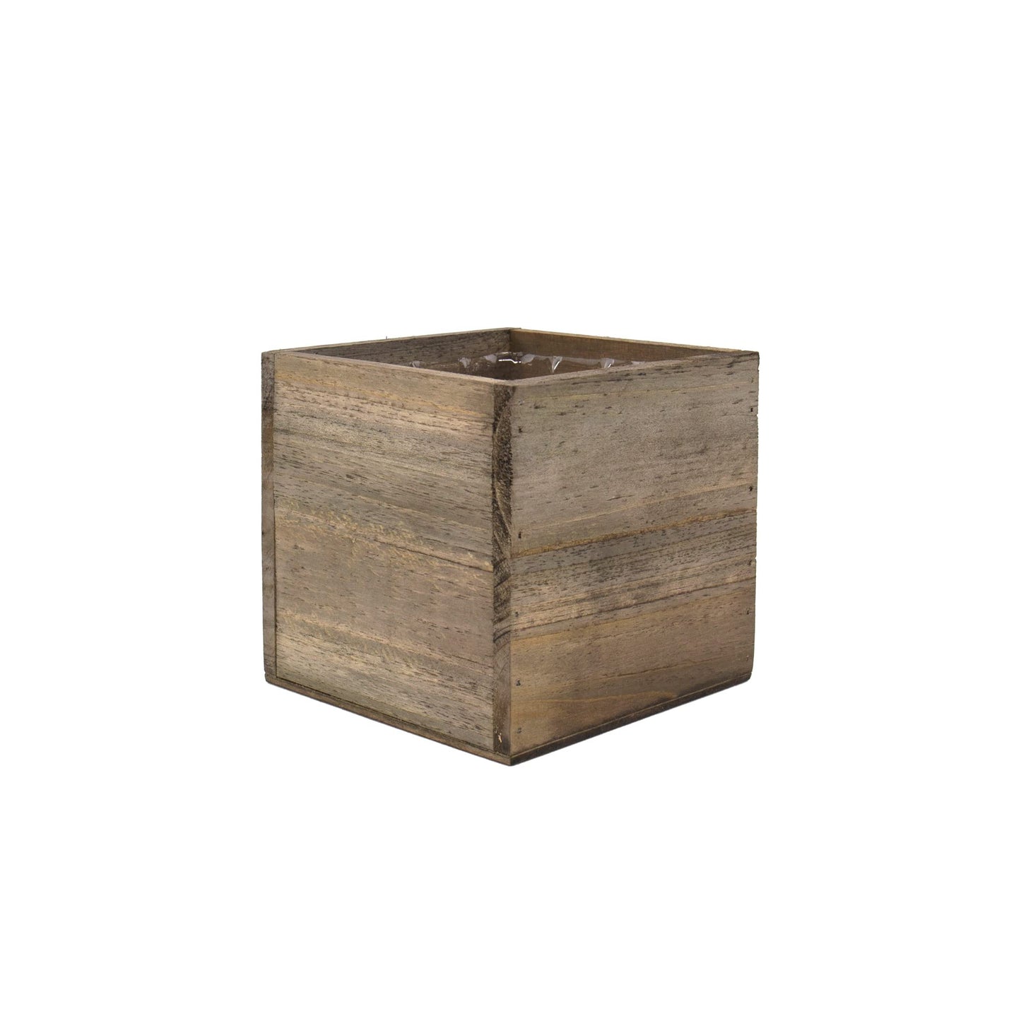 CYS EXCEL Cube Planter Box with Removable Plastic Liner (5"x5"x5")(4 PCS) | Multiple Size Choices Wood Square Planter | Indoor Decorative Window Box