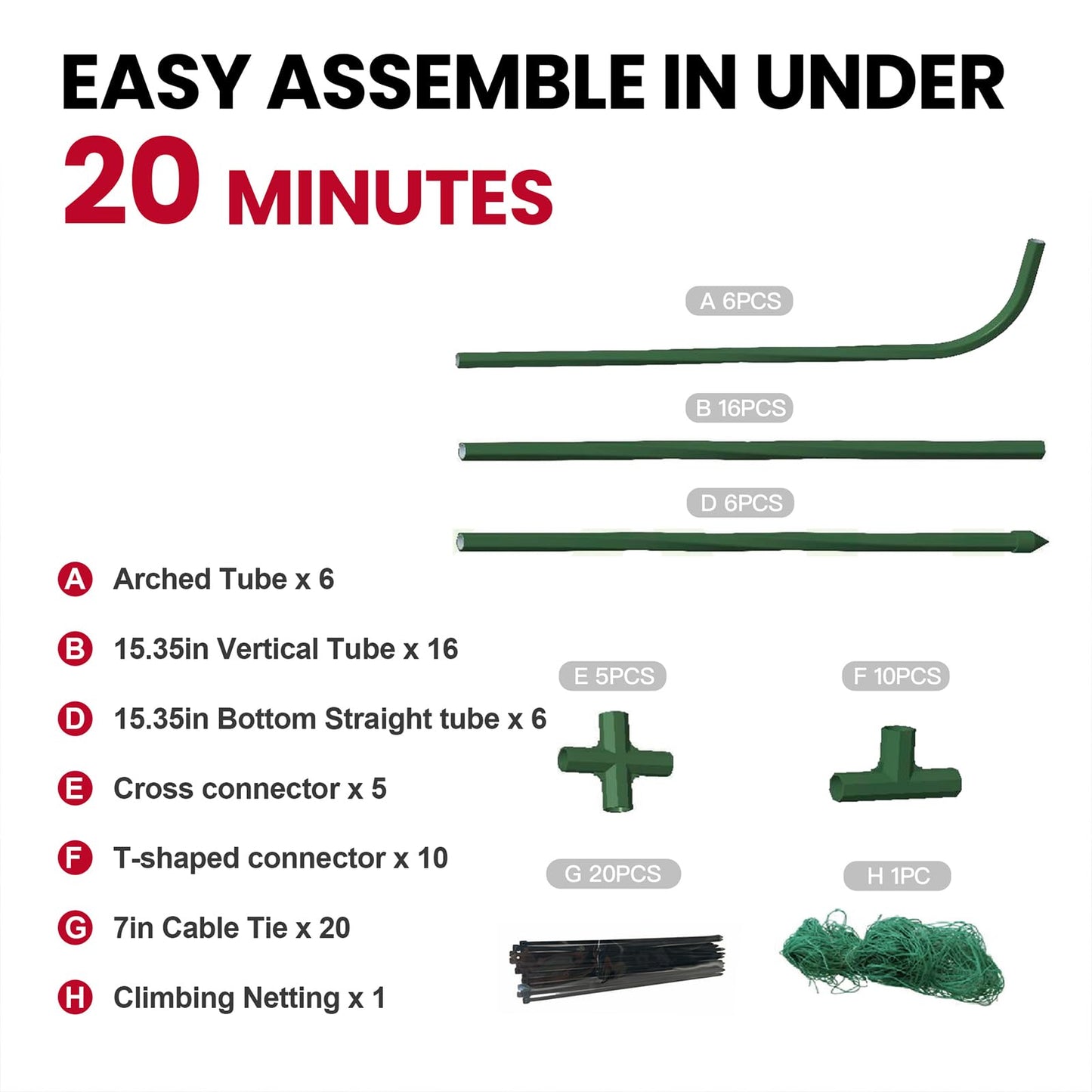 Cucumber Trellis for Raised Bed, Garden Trellis for Climbing Plants Outdoor, Metal Arch Trellis U-Shape Vegetables Support for Tomotoes Grape Vines Beans Peas (Green, 31.5" L x 24" W x 48" H)