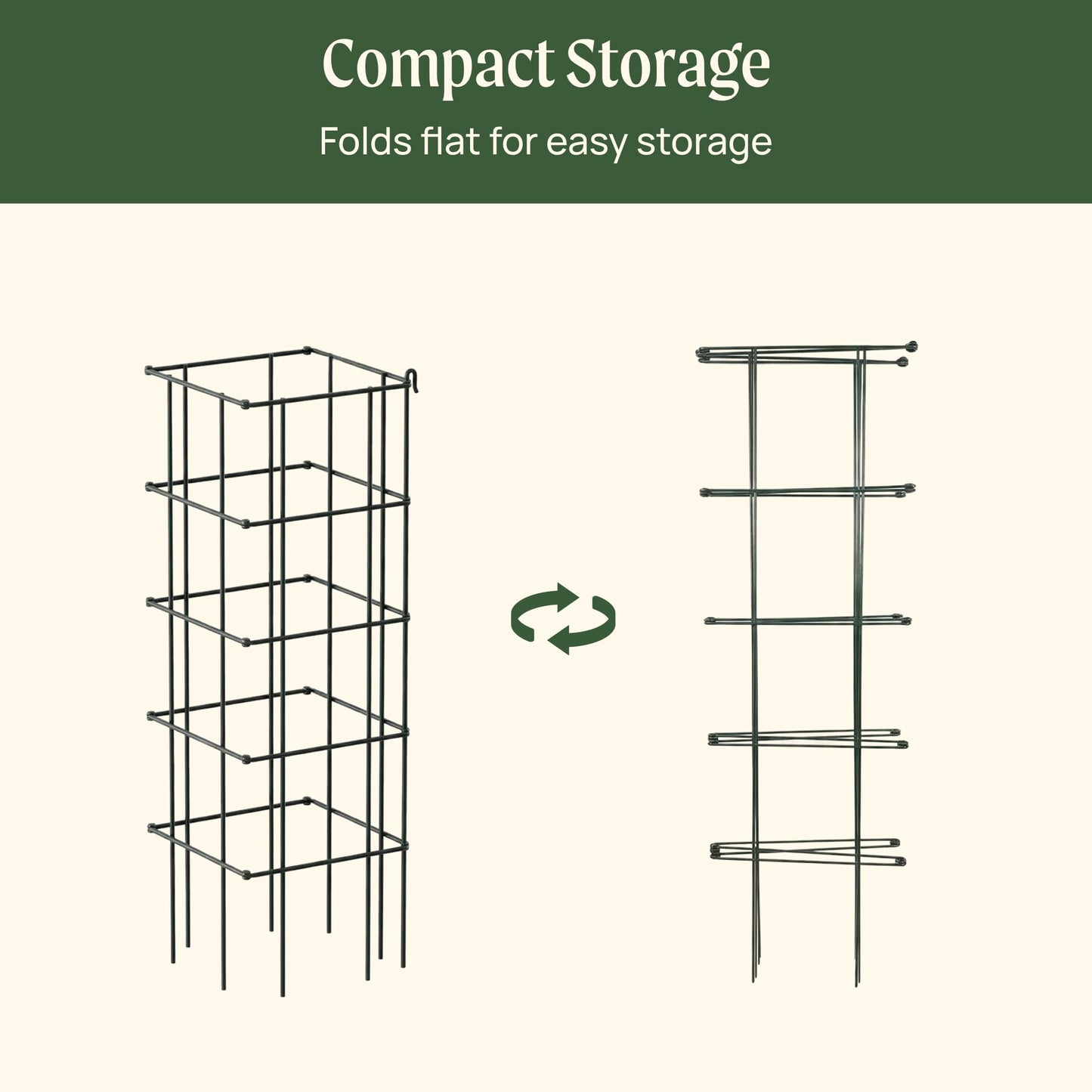 Vego Garden Tomato Cage 16.5" Square Heavy-Duty for Garden & Pots, Rust-Resistant Tomato Stackable Heavy Gauge Plant Cage Trellis Support for Climbing Vegetables Plants