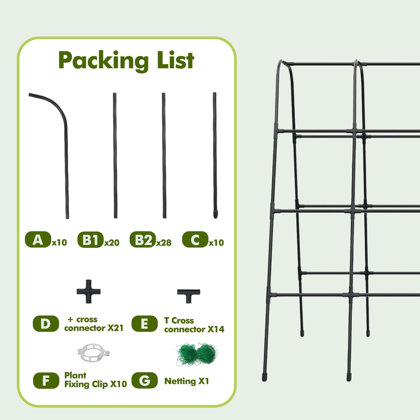 GOJAWAY 63" L x 63" H Cucumber Trellis for Raised Bed, Metal Arch Garden Trellis for Climbing Plants Outdoor, U-Shape Gardening Support Frame for Vegetable, Flower, Fruits, Vine