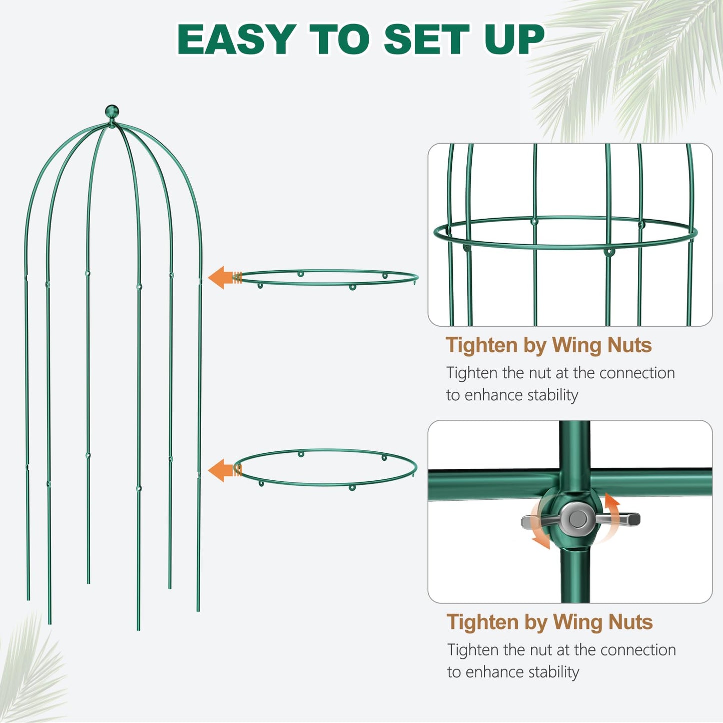 UrGROWA 3 Pack Metal Plant Cage Support, 31.5" H Peony Support Tomato Cage Garden Rose Obelisk Trellis Supports Tower for Clematis Vine Jasmine Supports Outdoor Indoor
