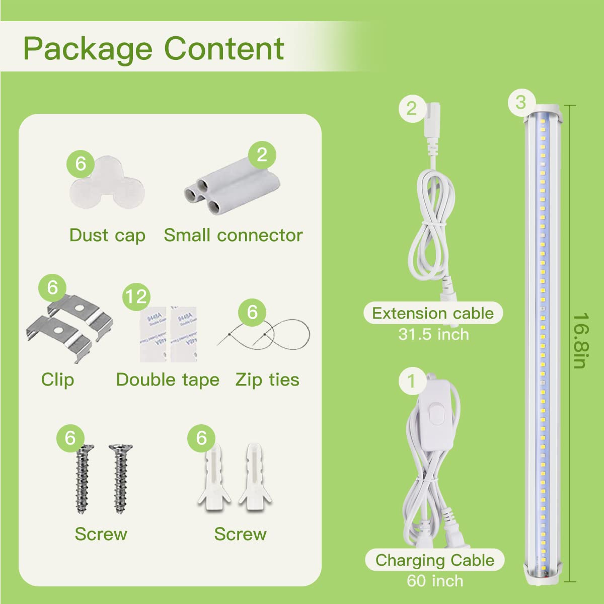 GYTF T5 LED Grow Lights, 1.4Ft 5000K Full Spectrum White Grow Lights for Indoor Plants Strip, Greenhouse Succulent Seed Starting, End-to-End Design