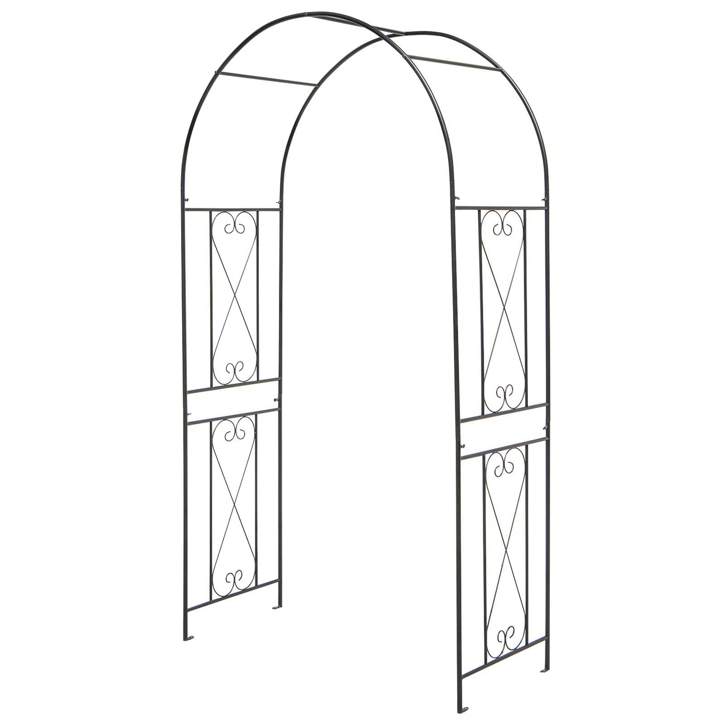 Moccha Garden Arch, 7.2Ft Metal Arbor for Climbing Plants, Vines, Roses, Outdoor Pergola Trellis with Stakes, Wide Garden Archway Arbor Trellis for Lawn Wedding