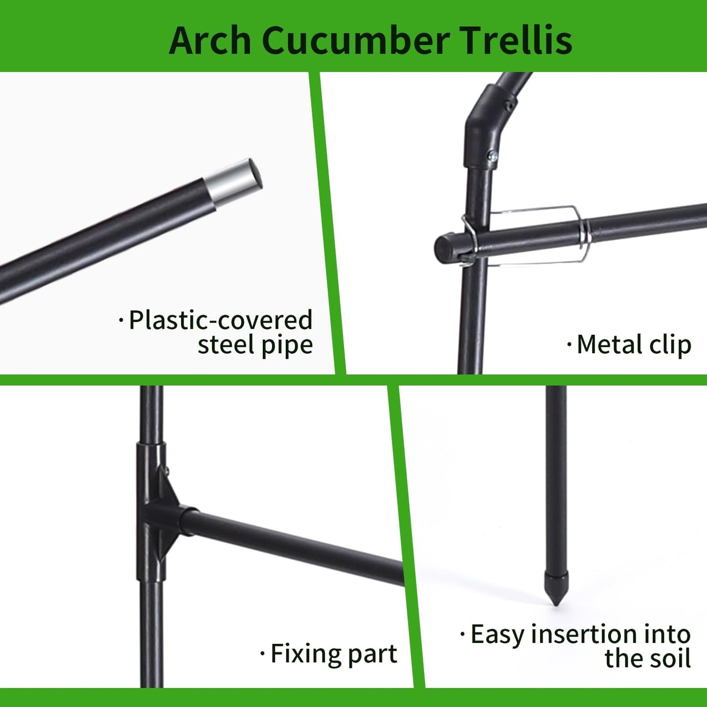 FOLLOOK Cucumber Trellis, 6.7ft Tall Garden Arch Trellis for Climbing Plants Outdoor Arbor Support Vine Vegetable Tomato Bean Pea Grape Squash Pumpkin Cucumber Raised Bed, Lightweight, Black