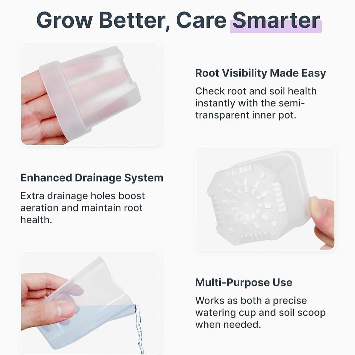 10 Pack Small Self Watering Pots for Indoor Plants, Clear Plastic Semi Hydroponic Pots for Leca, Orchids & Succulents, Small Transparent Plant Containers for Propagation, Seedling, Cutting (2 inch)