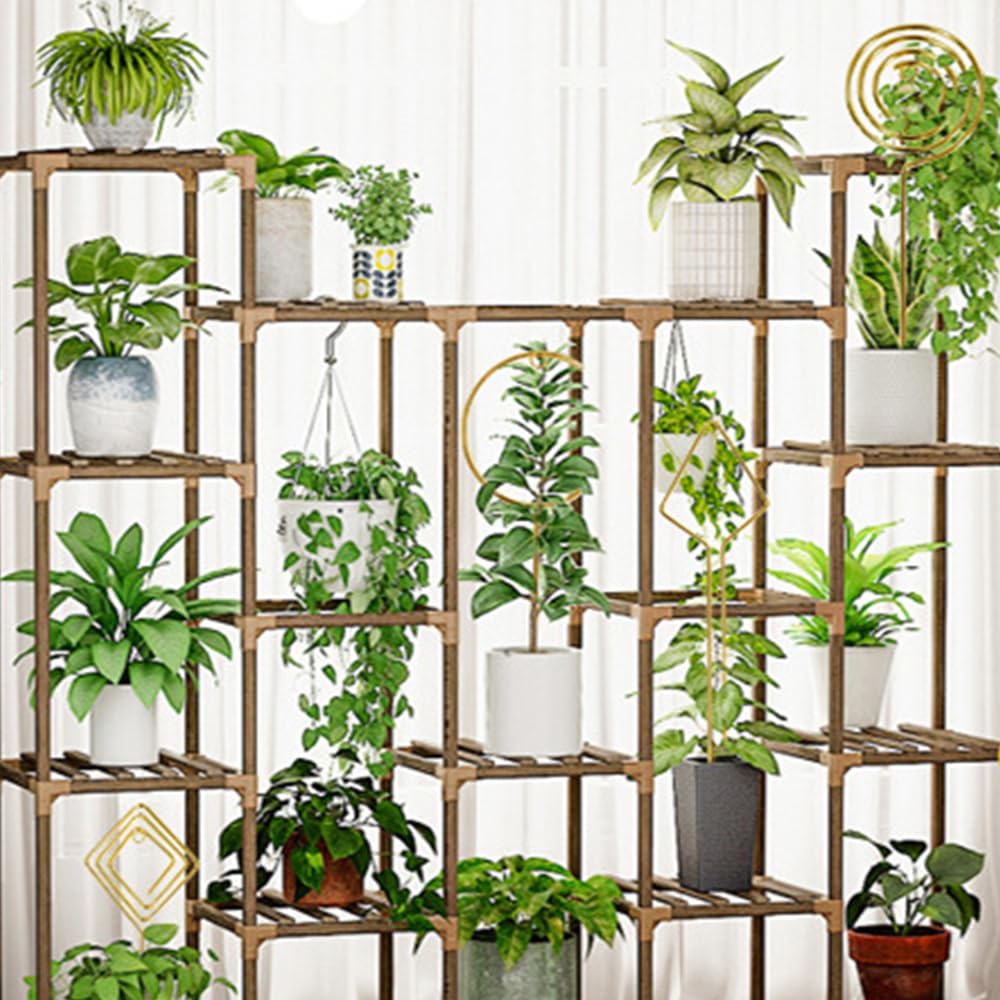 Elfzone Indoor Plant Trellis - 4 Pack Small Hoop Trellis Mini for Climbing Plants Indoor, 15.7 Inch Indoor Plant Trellis with Different Patterns, Vine Plant Support for Flower Pothos (Gold)