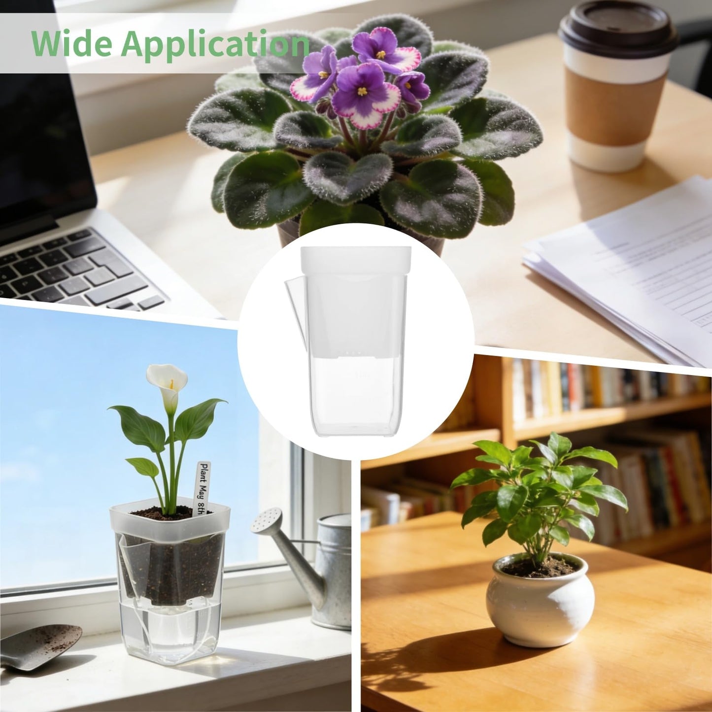12 PCS Small Self-Watering Pots for Indoor Plants, 2.6 in Clear Plastic Planters with Wick, Mini Semi-Hydro Propagation Pots for Cuttings Hoya African Violet Alocasia with 12 Plant Labels