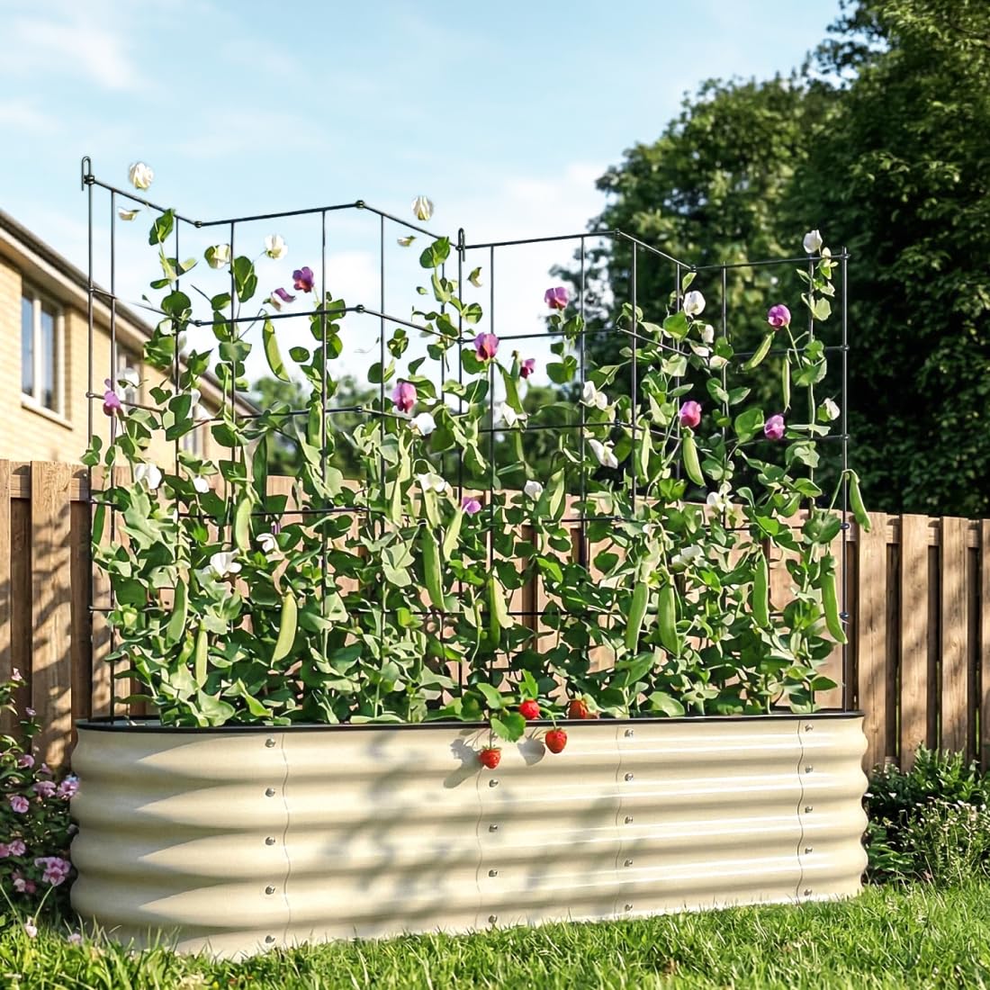 Vego 3-Panel Tomato Cage for Garden & Pots, Rust-Resistant Tomato Stakes Plant Cage Trellis Support for Climbing Vegetables Plants - 14.5" Triangle 3 Pack