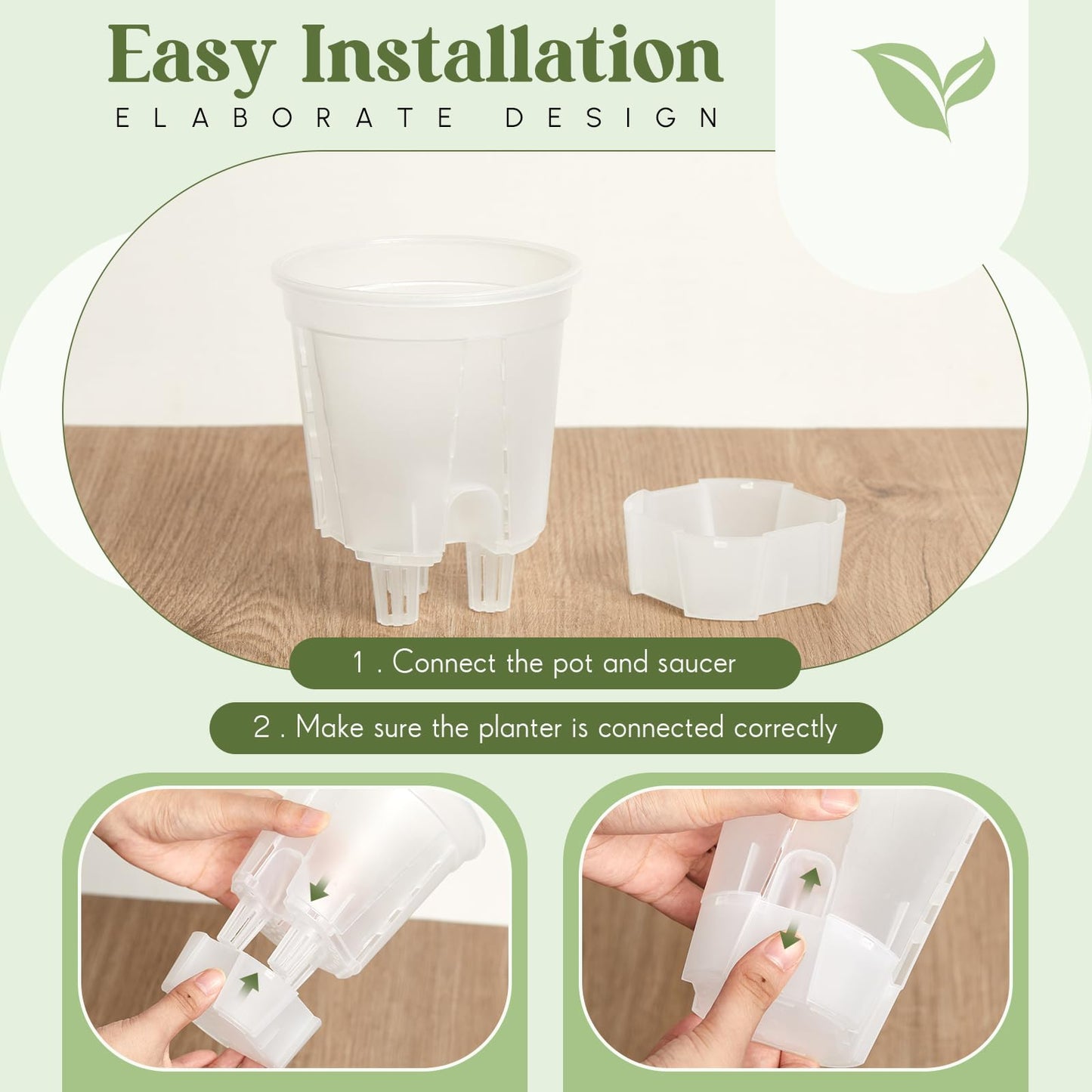 Wonderjune Self Watering Pots for Indoor Plants with Deep Reservoir and High Drainage Holes for Outdoor Plants and Flowers, Bare Root Planter(4.72'',Clear,9 Pcs)