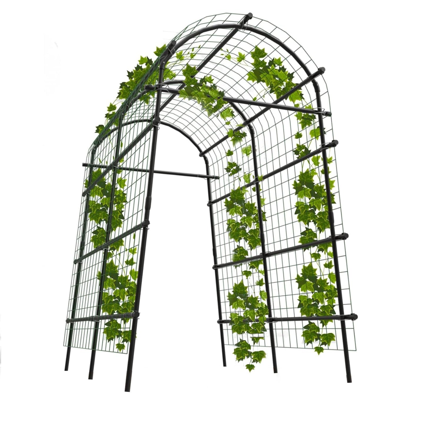 7.3 ft Metal Garden Arch Trellis, Plant Support for Raised Beds, PE and Iron Trellis for Cucumbers and Climbing Vegetables
