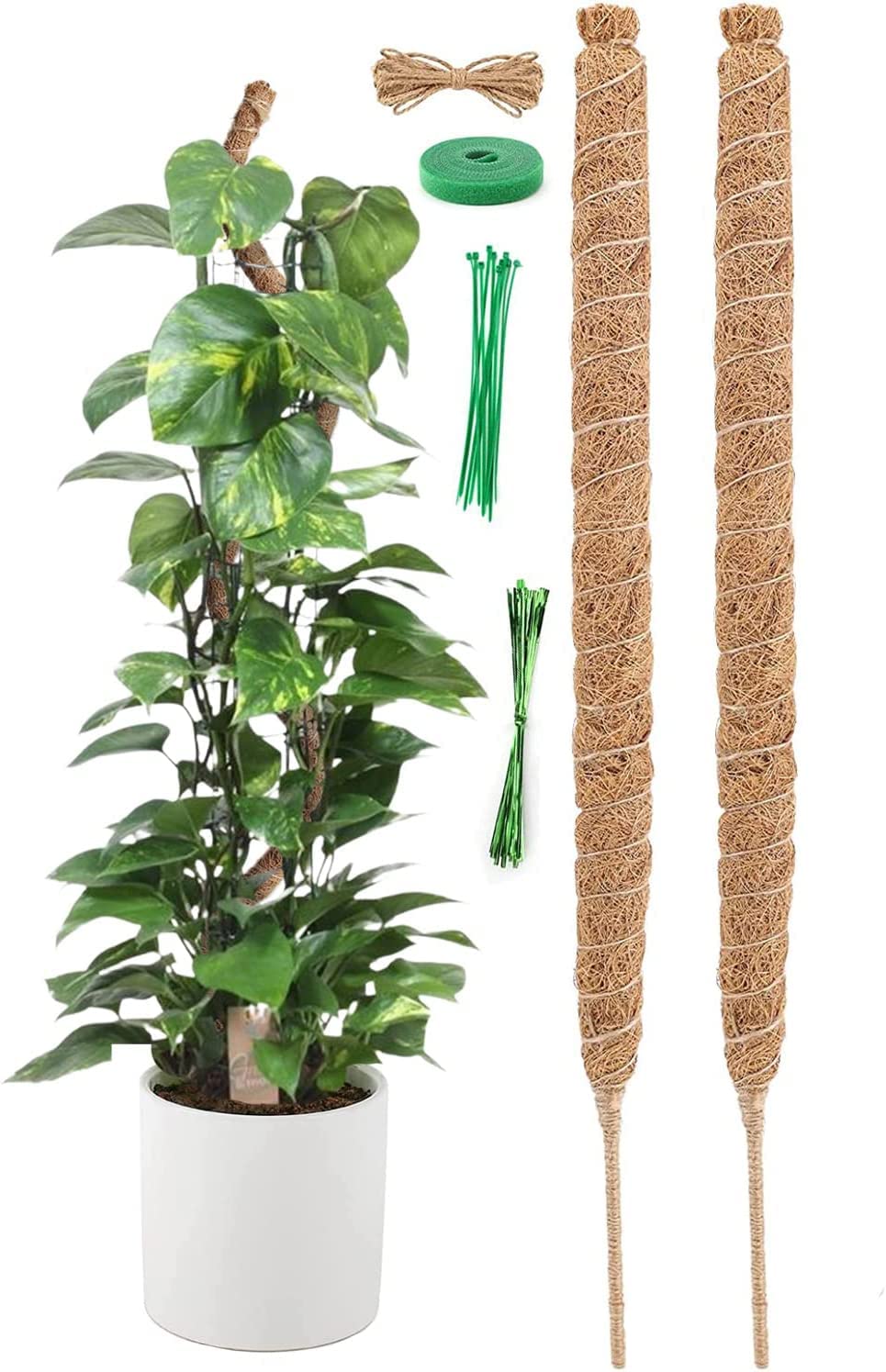 nongcunren Moss Pole Plant Stakes Support 45 inch Coco Coir Pole for Plants Monstera Indoor Plants Climbing Plants Growth Pack of 2