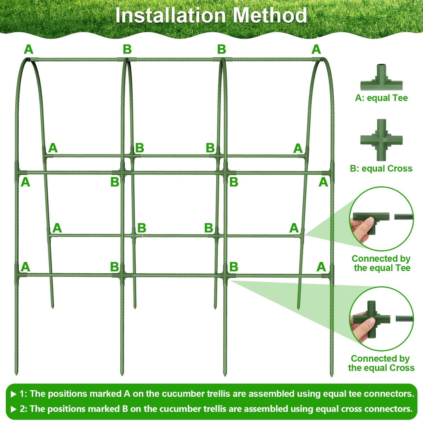 Cludoo Cucumber Trellis for Raised Bed Garden, U-Shape Arch Trellis for Climbing Plants Outdoor, Metal Vegetables Trellis with Netting, Garden Trellis for Cucumber Plants Sweet Pea Bean Grape