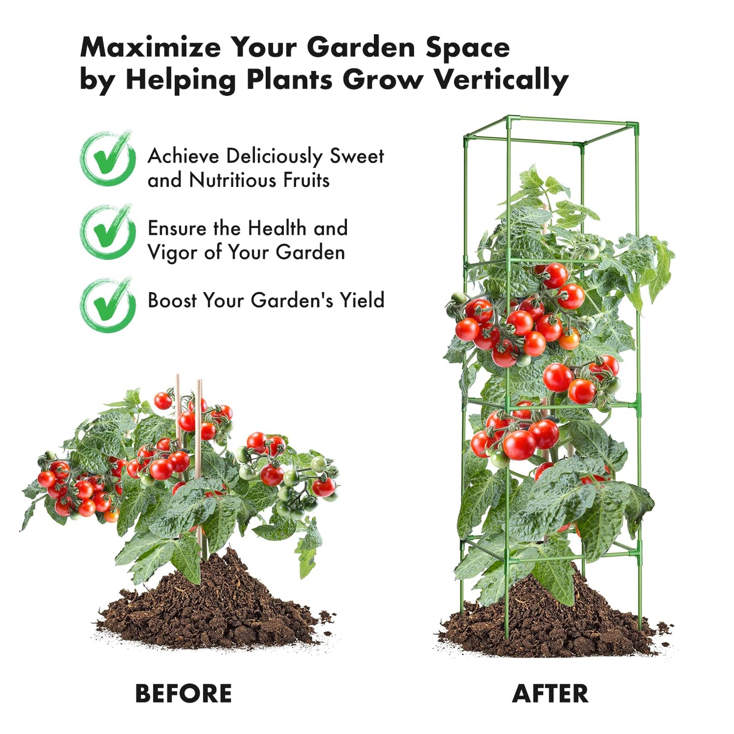MAGGIFT Tomato Cage - 4 Pack 68 Inch Tomatoes Plant Stakes Support Cages Trellis Extra Tall for Garden & Pots
