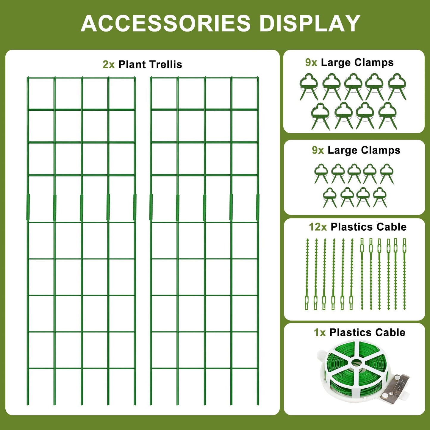 UrGROWA Cucumber Trellis 2 Pack, 59" H Foldable A-Frame Garden Trellis for Raised Bed Garden Grow Support with Plant Support Clips, Twist Ties for Cucumber,Tomato, Climbing Plants and Flowers