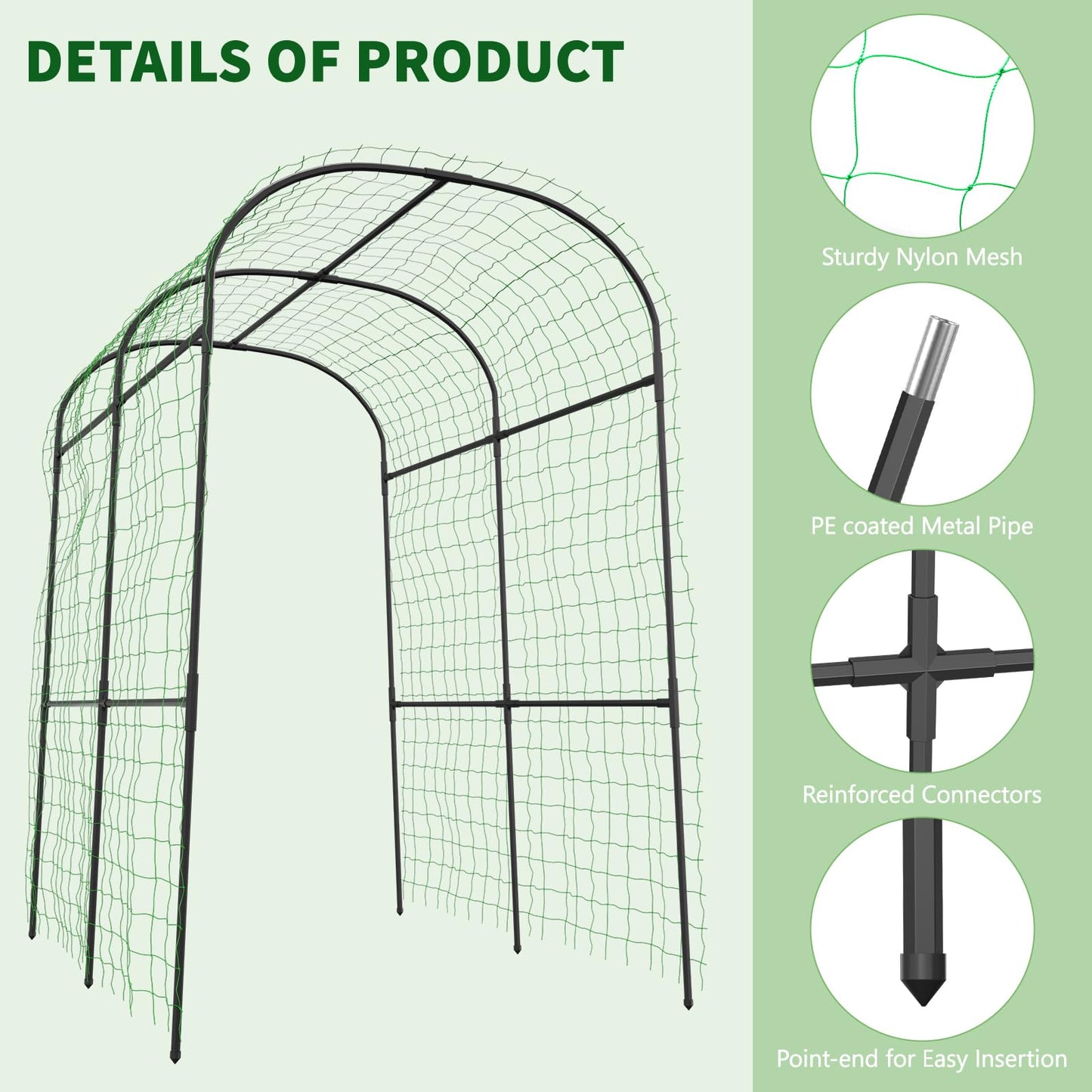 Tall Garden Arch Trellis for Climbing Plants, 83in Tall Metal Plant Support Trellis Archway for Climbing Plant Vegetables Cucumber, Outdoor Yard Lawn Garden Arch Tunnel Trellis