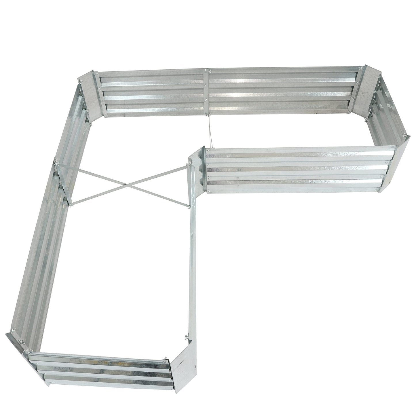 Sunnydaze Galvanized Raised Garden Bed Kit - 5x5x1 ft Outdoor Raised Garden Bed - Metal Planter Box for Vegetables, Flowers, Herbs - Silver - L-Shaped
