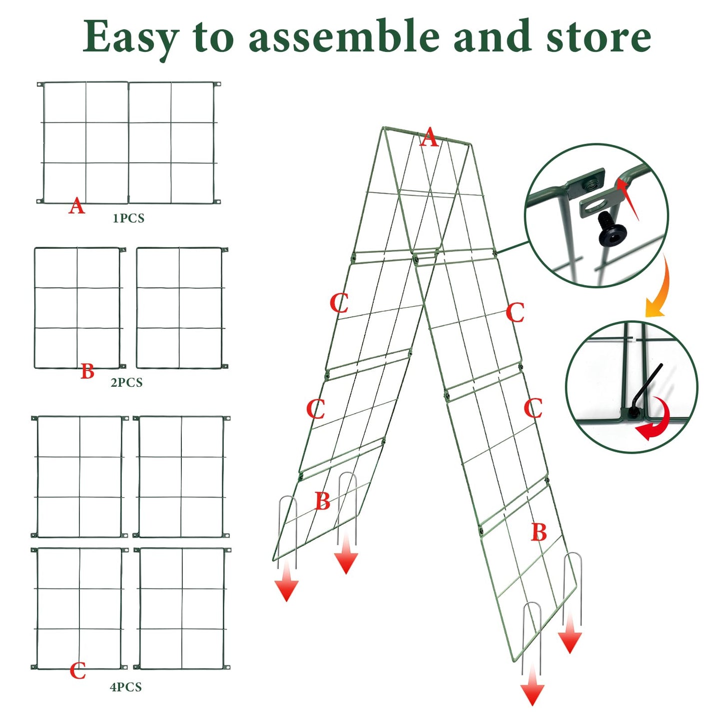 Cucumber Trellis for Raised Garden Bed, Easy-to-Assemble Sturdy Metal Garden Trellis for Climbing Plants – Outdoor Plant Support for Cucumbers, Beans, Zucchini, Tomatoes, Pumpkins & More!