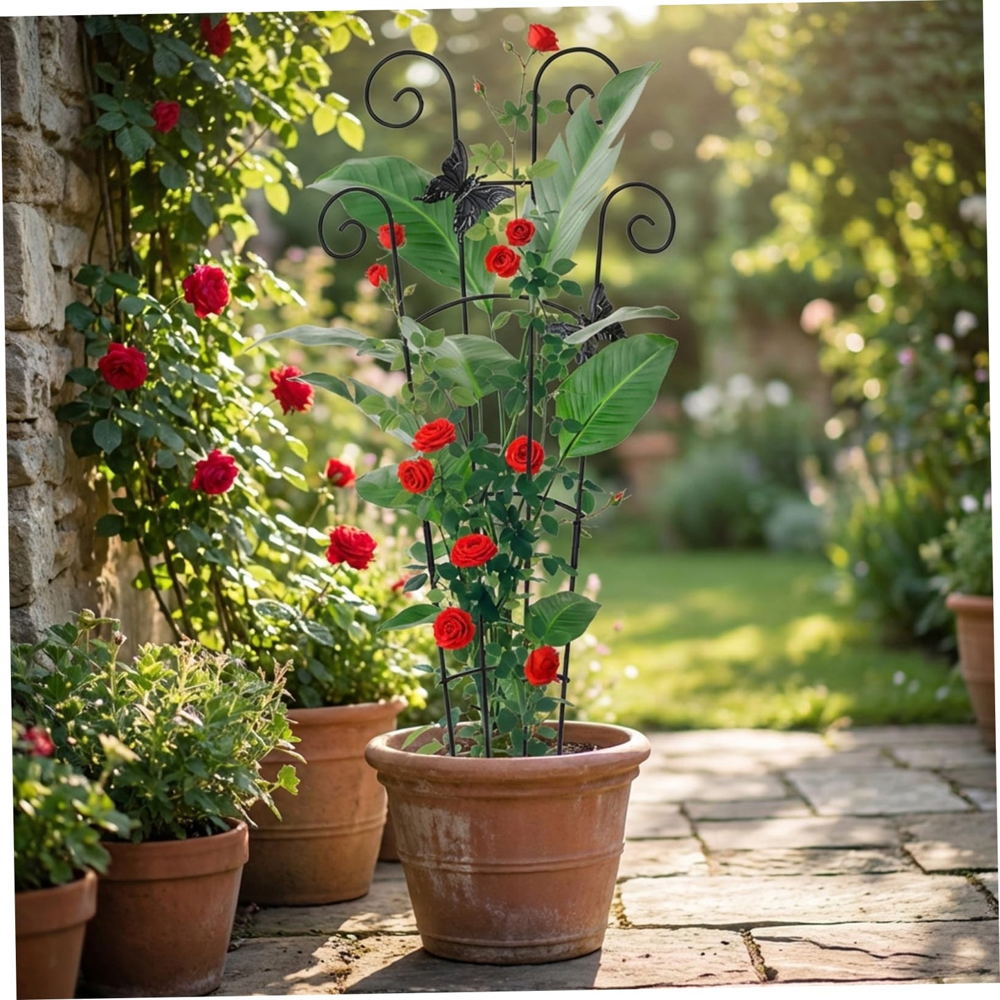Trellis for Potted Plants, 2 Pack Trellis for Potted Plants, 30 Inch Tall Butterfly Indoor Plant, Expandable & Rust-Resistant Metal Climbing Support for Vines, Indoor Outdoor Garden