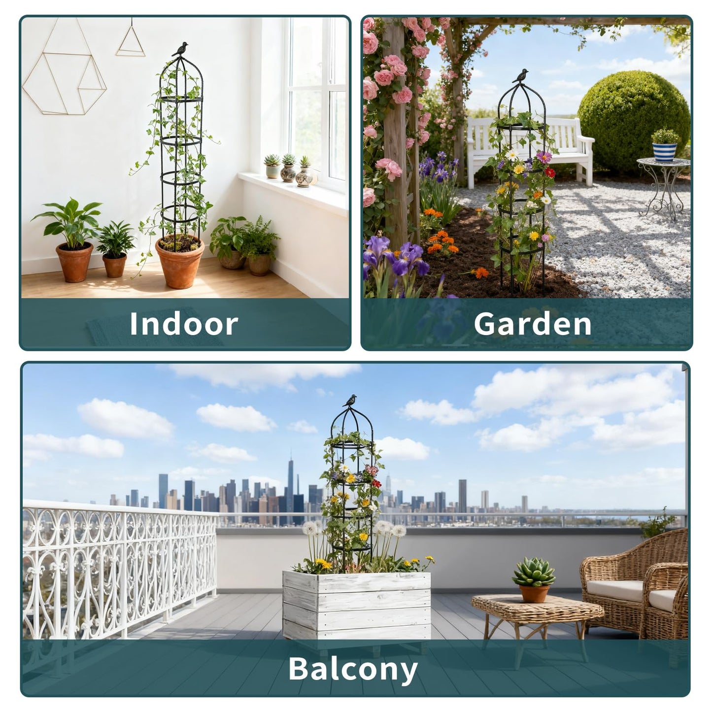 GreenGiggle 2 Pack Garden Obelisk Trellis for Climbing Plants Outdoor, Plant Trellis Garden Tower Trellis for Potted Plant Climbing, Flowers Vegetable Cucumber Trellis