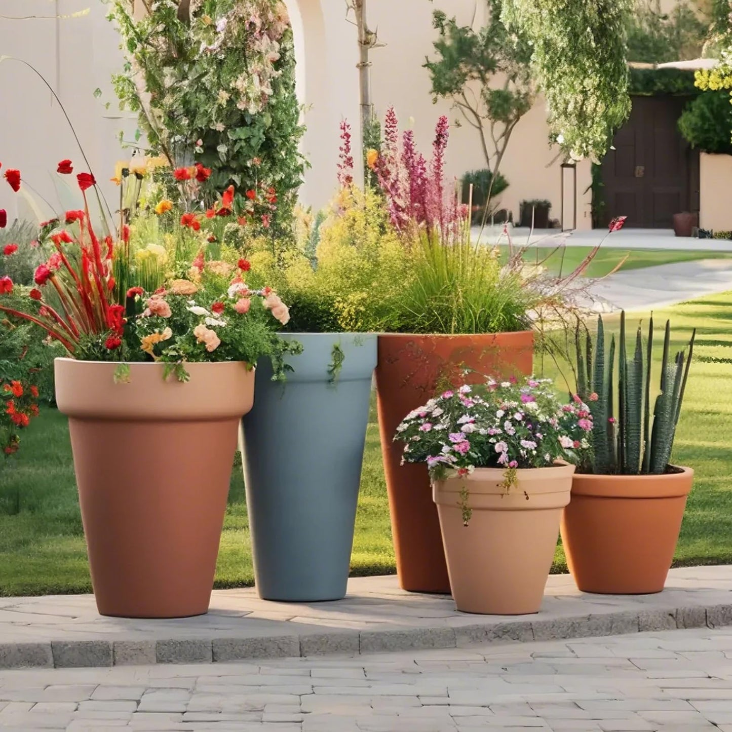 2 Pack Plant Riser Inserts for Large Pots, 8 in/10 in Interchangeable Sturdy Planter Inserts & 21 - 33 in Adjustable Height Lifters Planter Filler for Indoor & Outdoor Various Shapes Pots(Green)