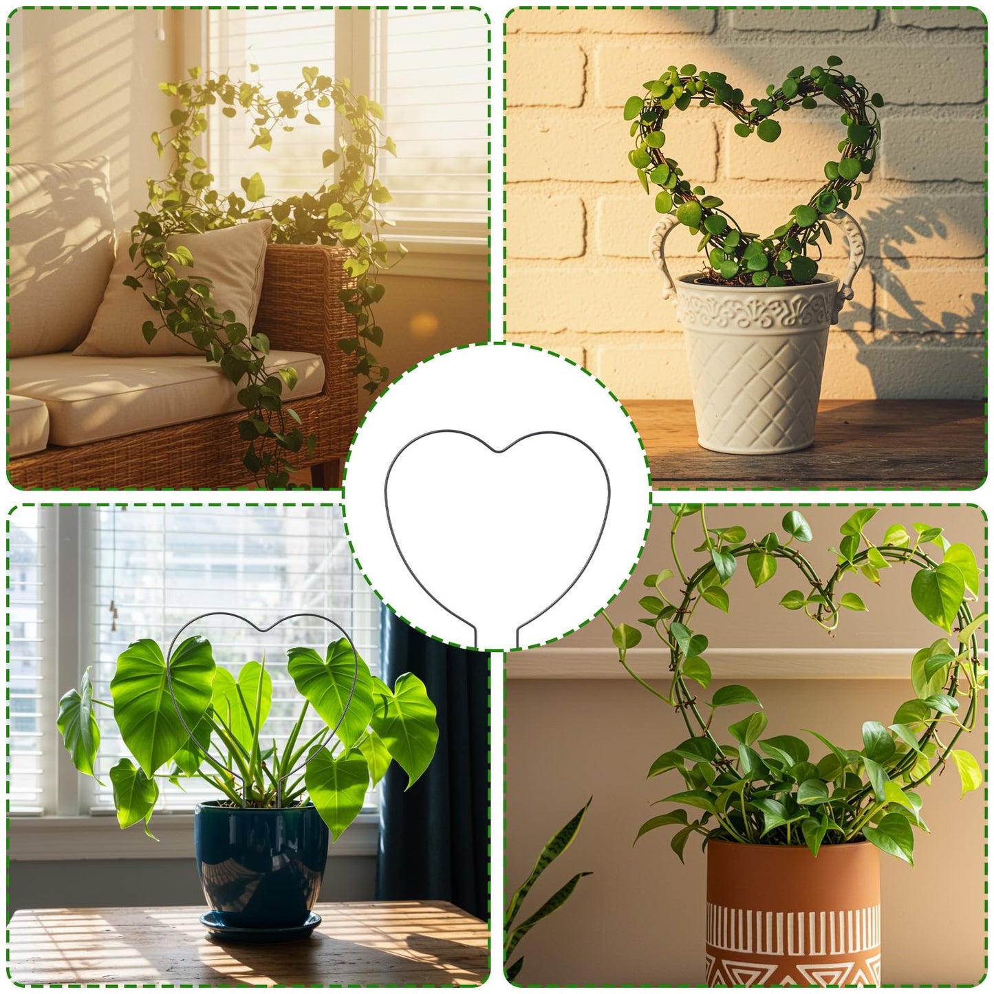 Ouligay 2PCS Pothos Plant Climber Support Indoor Plant Trellis Heart-Shaped Trellis for Climbing Plants for Potted Plants Black Durable Metal Iron Support for Vines and Flowers