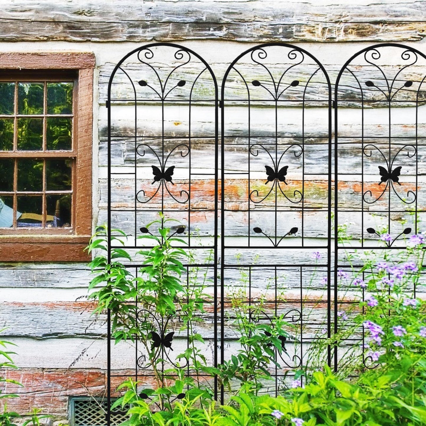 2 Pack Garden Trellis for Climbing Plants 86.7'' x 19.7'',Black Metal Garden Trellis,Heavy Duty Rustproof Plant Trellis for Rose Vine Vegetable