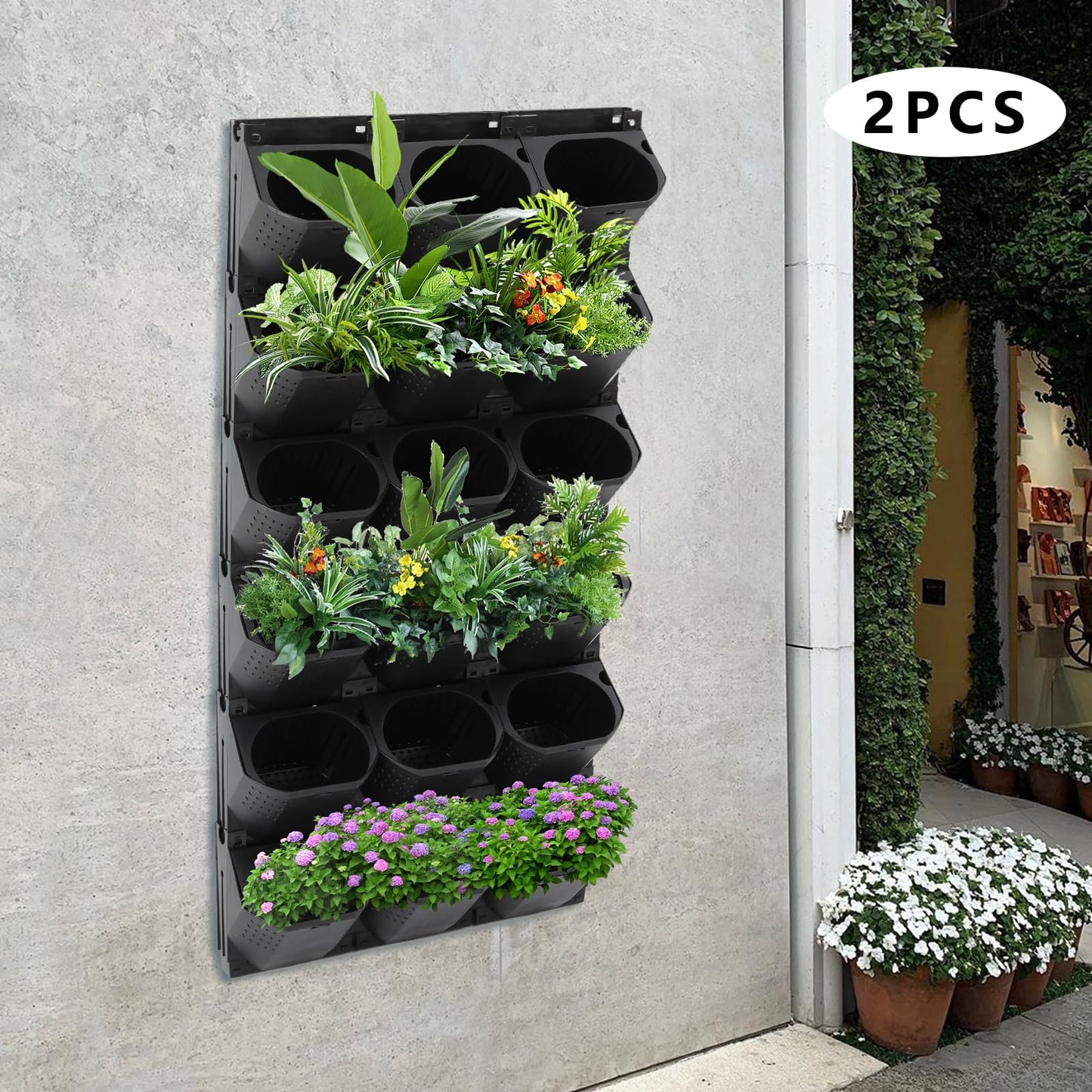 YUYANSHOP Wall Planter, Wall-Mounted Planter with 36 Pots, Wall-Mounted Flower Pot Holder with 36 Non-Woven Fabrics for Gardens, Terraces, Balconies, Patios