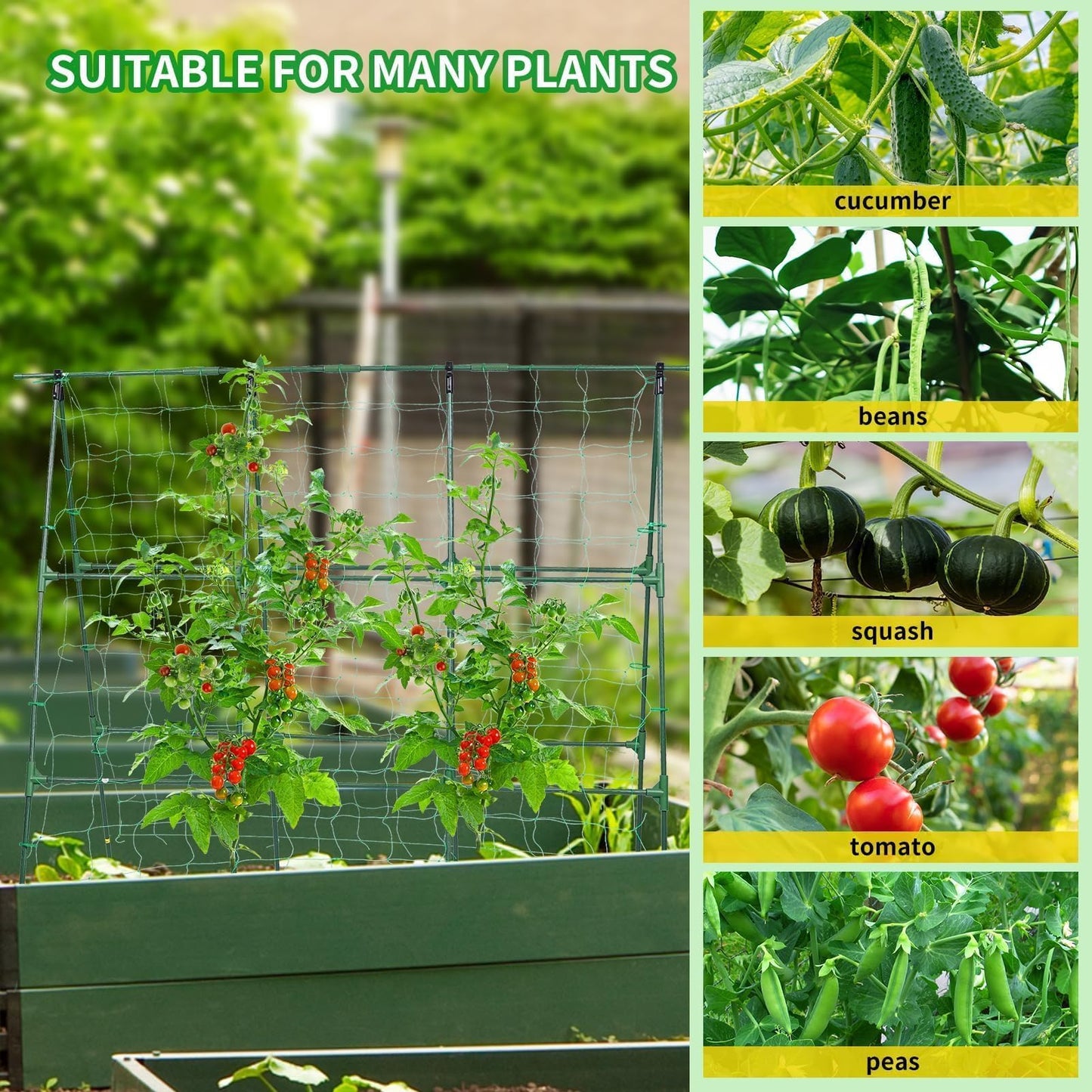 OTOSUNNY Cucumber Trellis for Raised Bed Garden, Garden Trellis for Climbing Plants Outdoor, A Frame Climbing Vine Plants Support for Vegetable Tomatoes Peas Pole Beans Trellis, 50x48 inch, Green