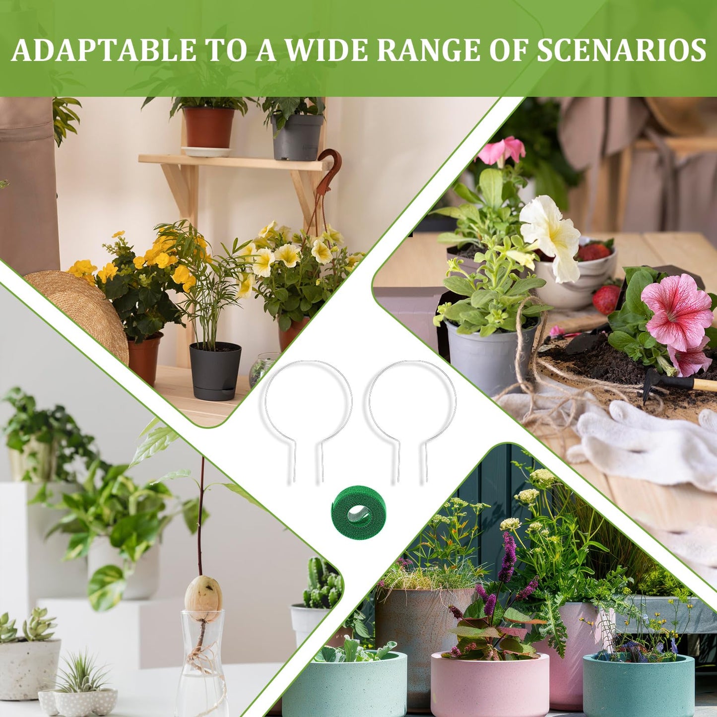 ZEYIYER 2PCS Small Trellis for Potted Plants, Circle Trellis with Plant Tape, Pothos Plant Climber Support for Climbing Plants Indoor Outdoor, Plant Trellis for Vines Hoya Flower Topiary Frames