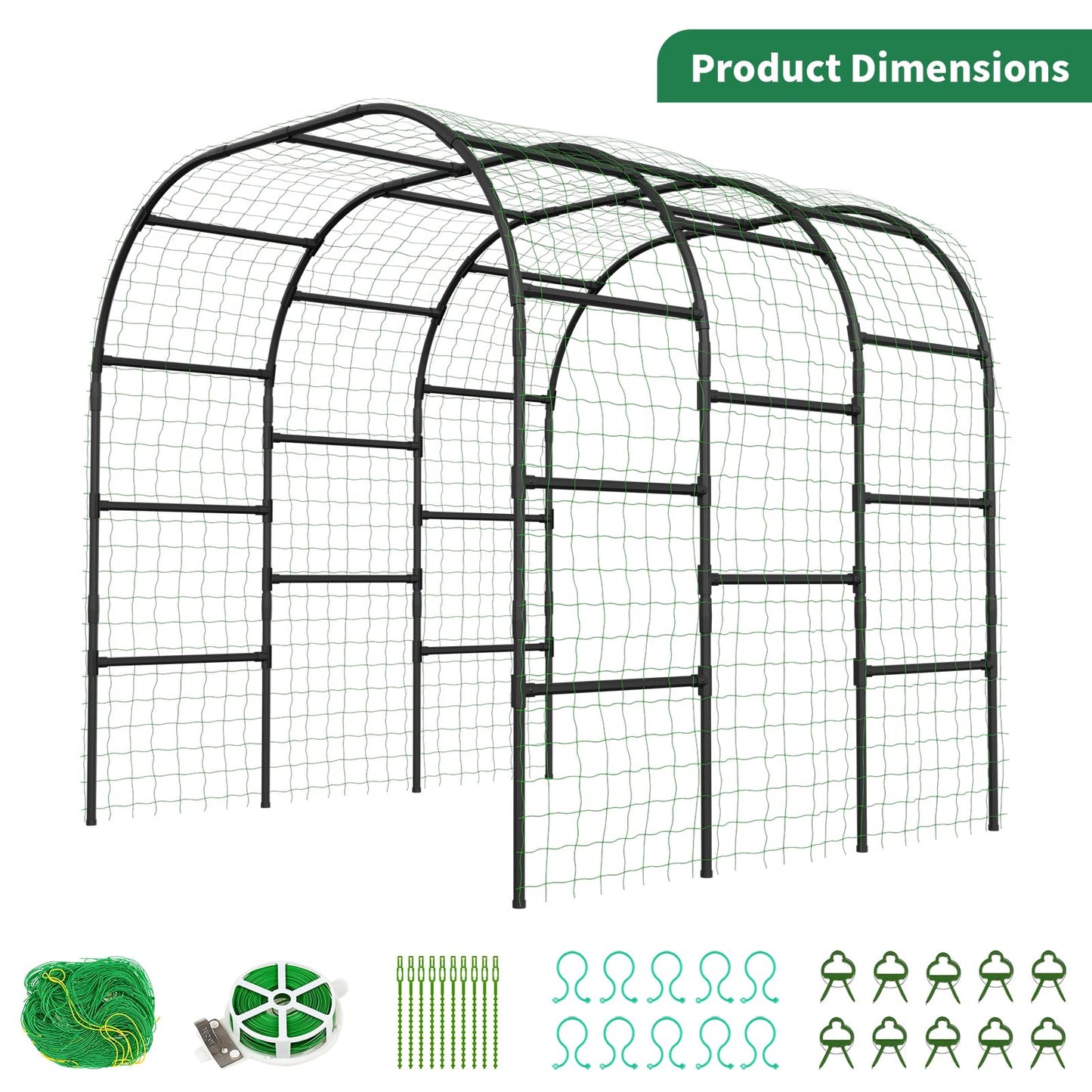 SUNYRISY Garden Arch Trellis for Climbing Plants Outdoor, 88" x 88" x 88" Metal Core Tall Archway Tunnel Plant Support for Cucumber Tomato Flowers Vegetables and Garden Gazebo