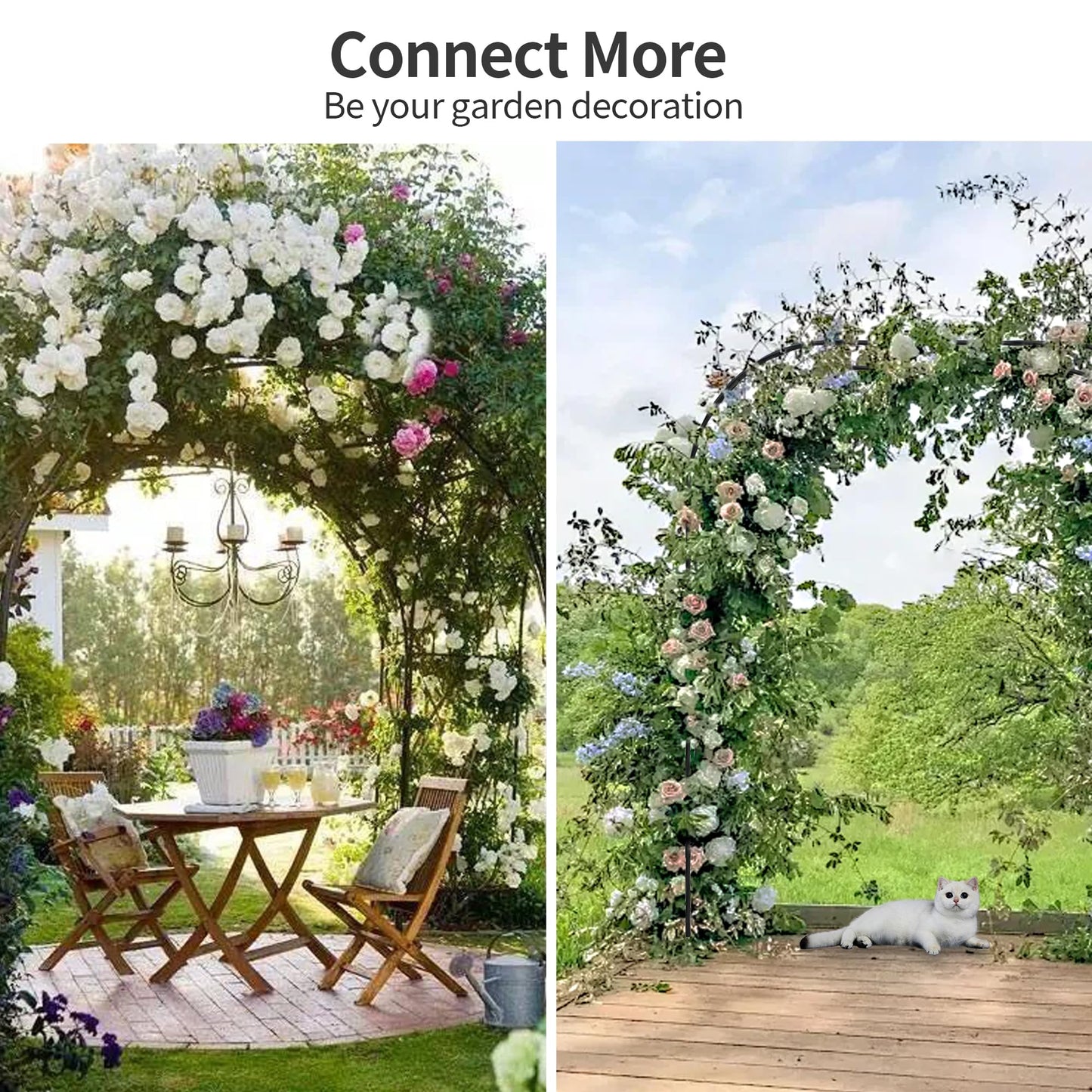 OnlyGarden Garden Arch Trellis, Trellis Arch for Climbing Plants Outdoor, 5FT x 7.9FT Metal Full Garden Arbor, Trellises for Patio Lawn Backyard, Large Garden Archway Decoration Black 59.1" x 94.5in