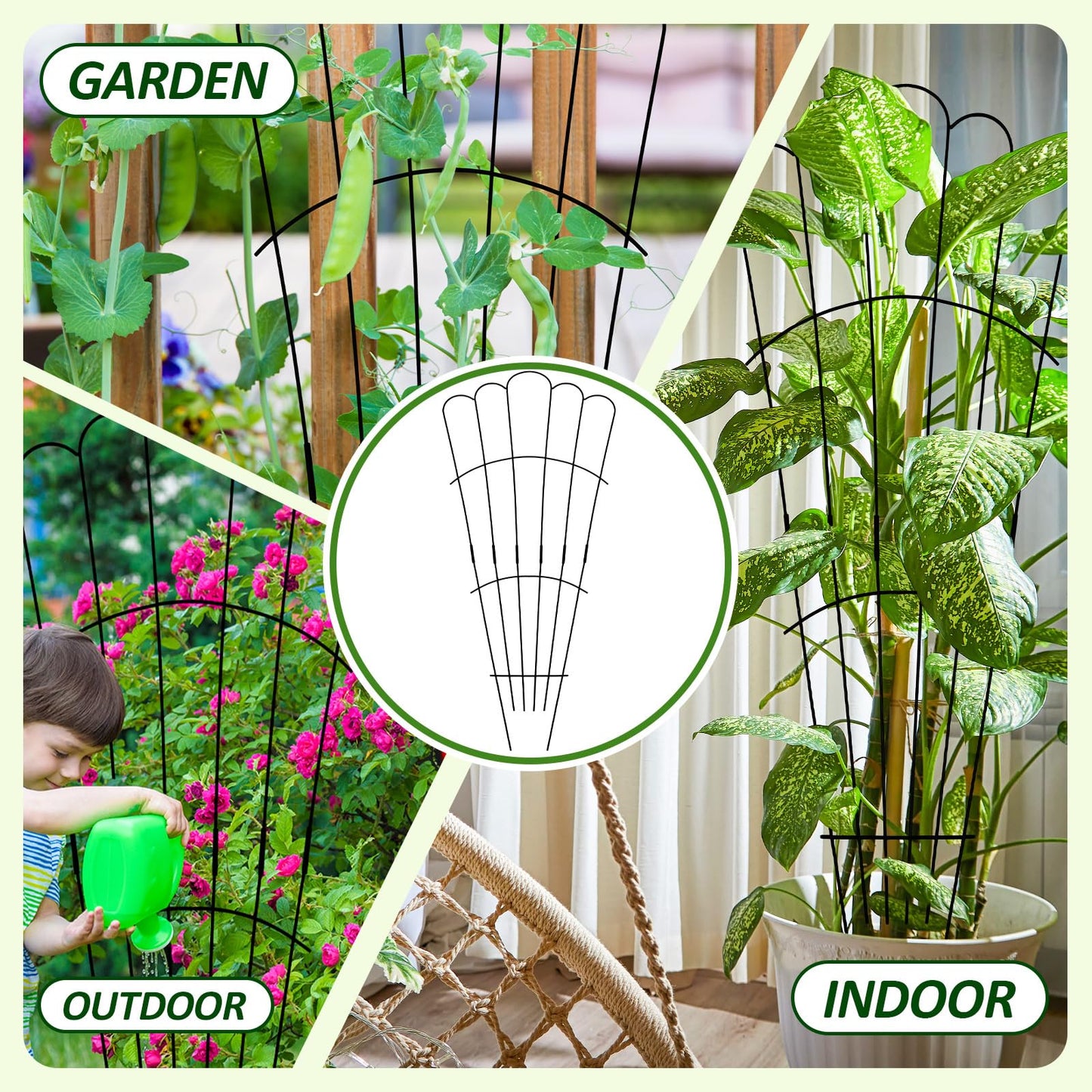 LEIFIDE 2 Pcs 33in Plant Trellis for Climbing Plants Indoor, Expandable Large Metal Trellis for Potted, Heavy-Duty Tall Rustproof Houseplant Support for Flowers Vine Ivy Pothos Hoya Monstera