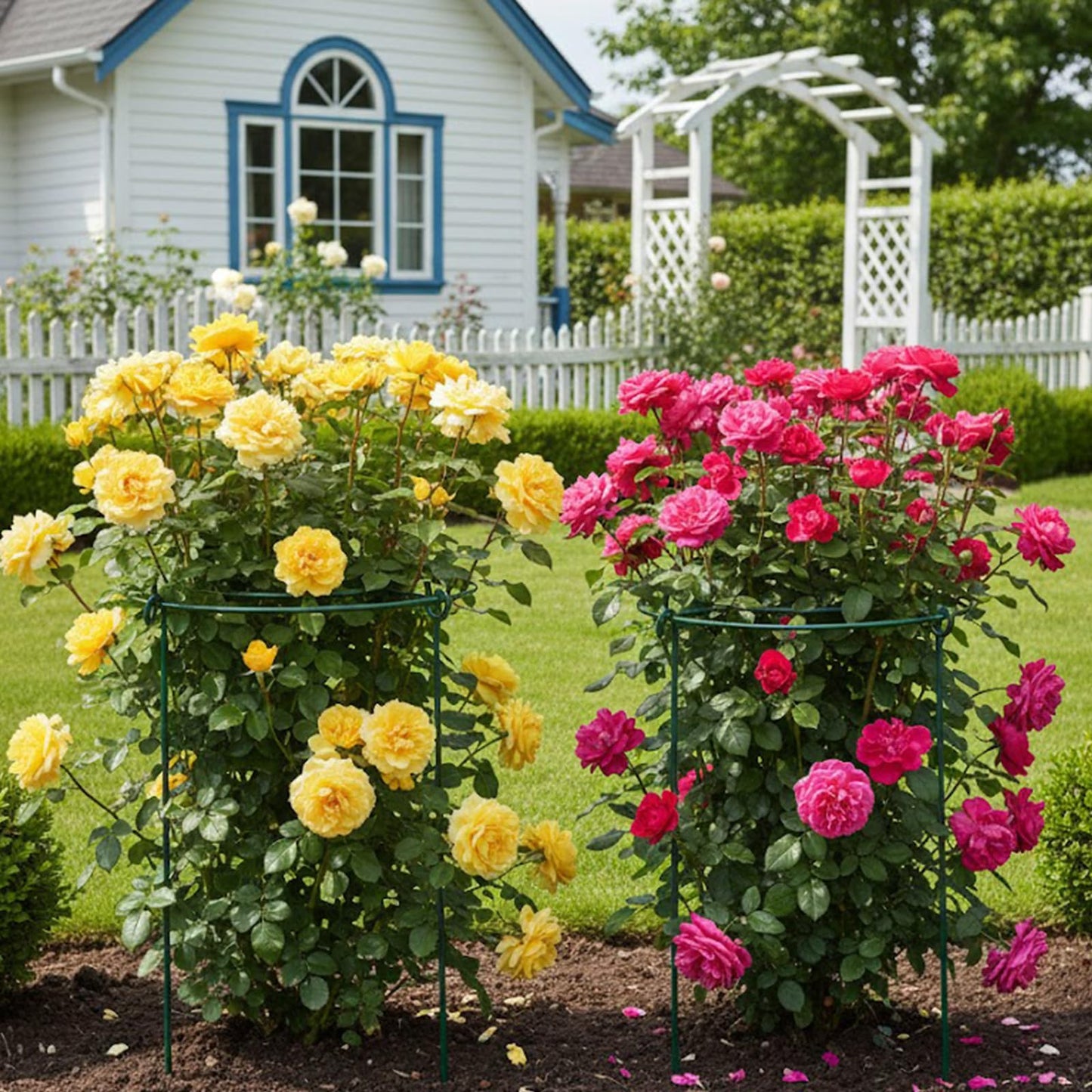 10 Pack Metal Peony Cages and Supports with 20 Plant Twist Clip Ties, Plant Support Stakes for Indoor Outdoor Plants, Tall Plant Holder Stick Kit, Plant Support Ring for Peony, Rose,Tomato, Hydrangea