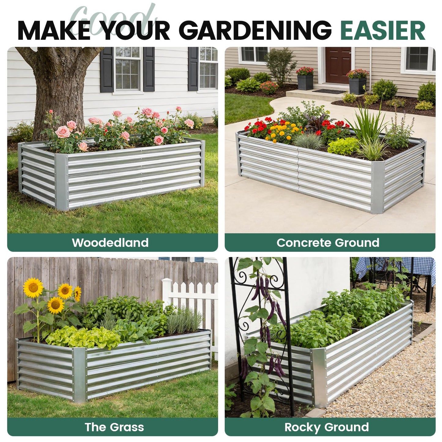 G GOOD GAIN 6x3x2 ft Galvanized Raised Garden Bed Kit, Large Metal Planter Box Outdoor for Vegetables, Flowers, Herbs, 269 Gallon Capacity Deep Root Design, Silver