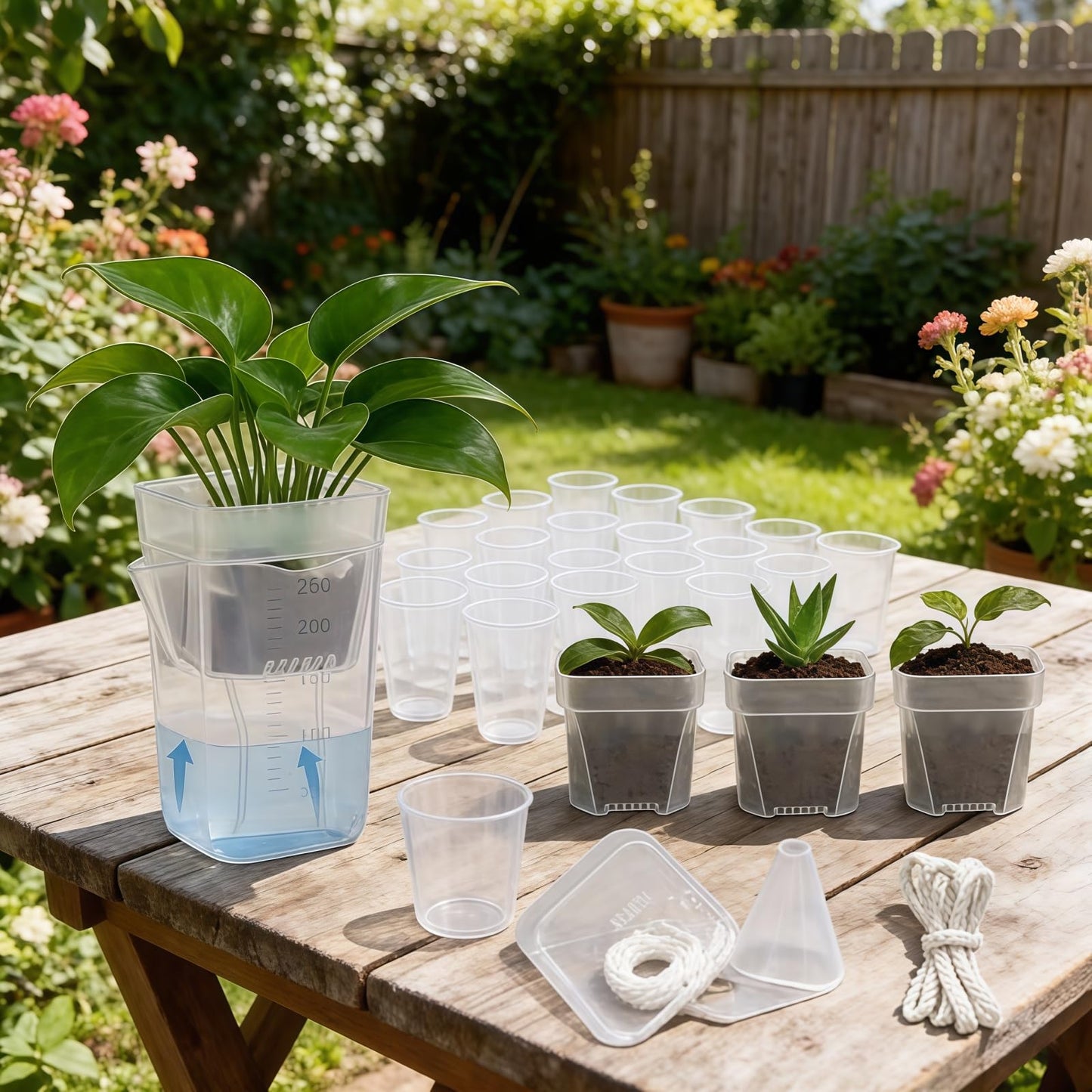 sunanday 16 Pack 2" Mini Self Watering Pots for Indoor Plants, Small Clear Deep Square Plastic Planters,Self Watering Planters Garden Flower Pots for fluval Stratum,alocasia Live Plant