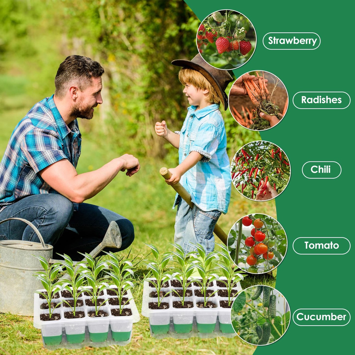 Reusable Seed Starter Tray, 4 Pack Silicone Seed Starter Kit for Starting Plant Seeds with Humidity Adjustable Dome and Lid, Indoor Seed Starting Supplies with Water Spray Bottle for Plants, BPA-Free