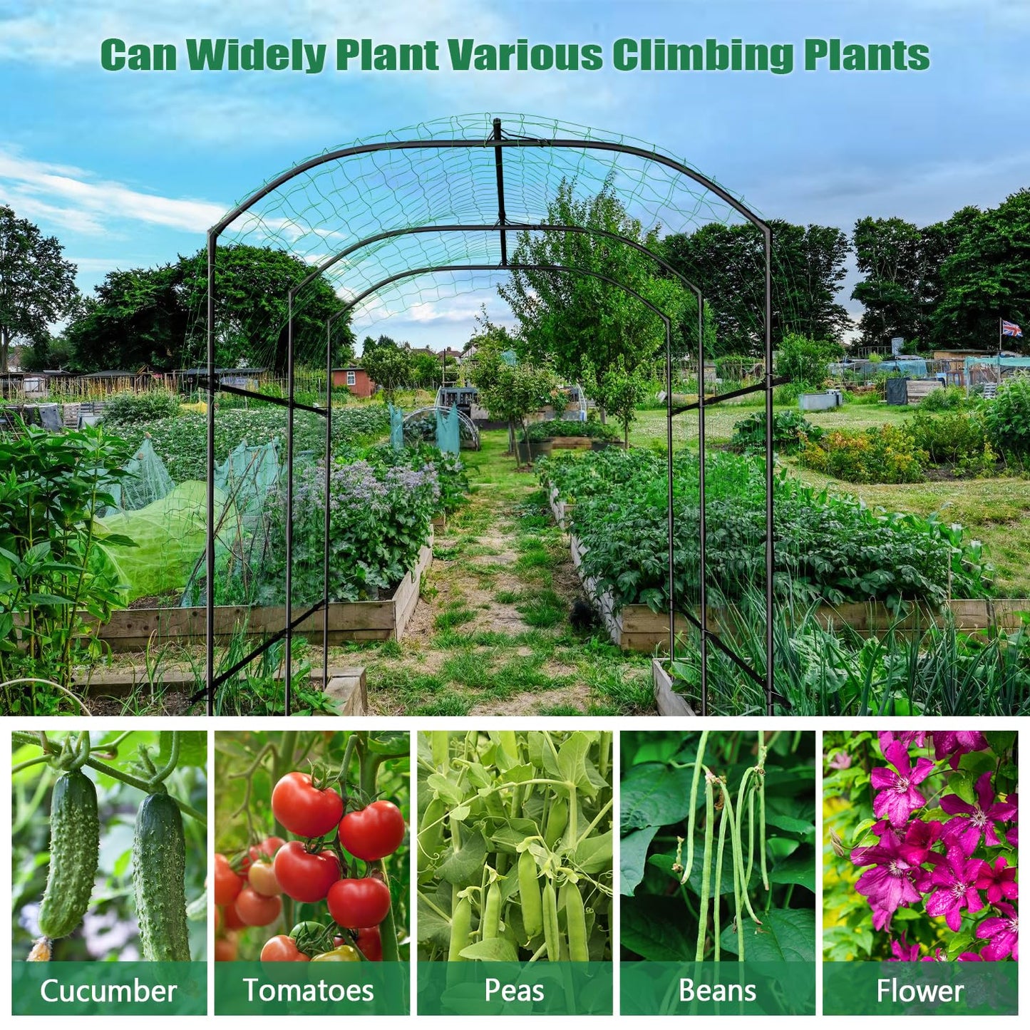 SUNYRISY Garden Arch Trellis for Climbing Plants Outdoor, 87in Tall Plant Support Trellis for Yard Raised Bed Planting Vine Cucumber Flowers Fruit Vegetables