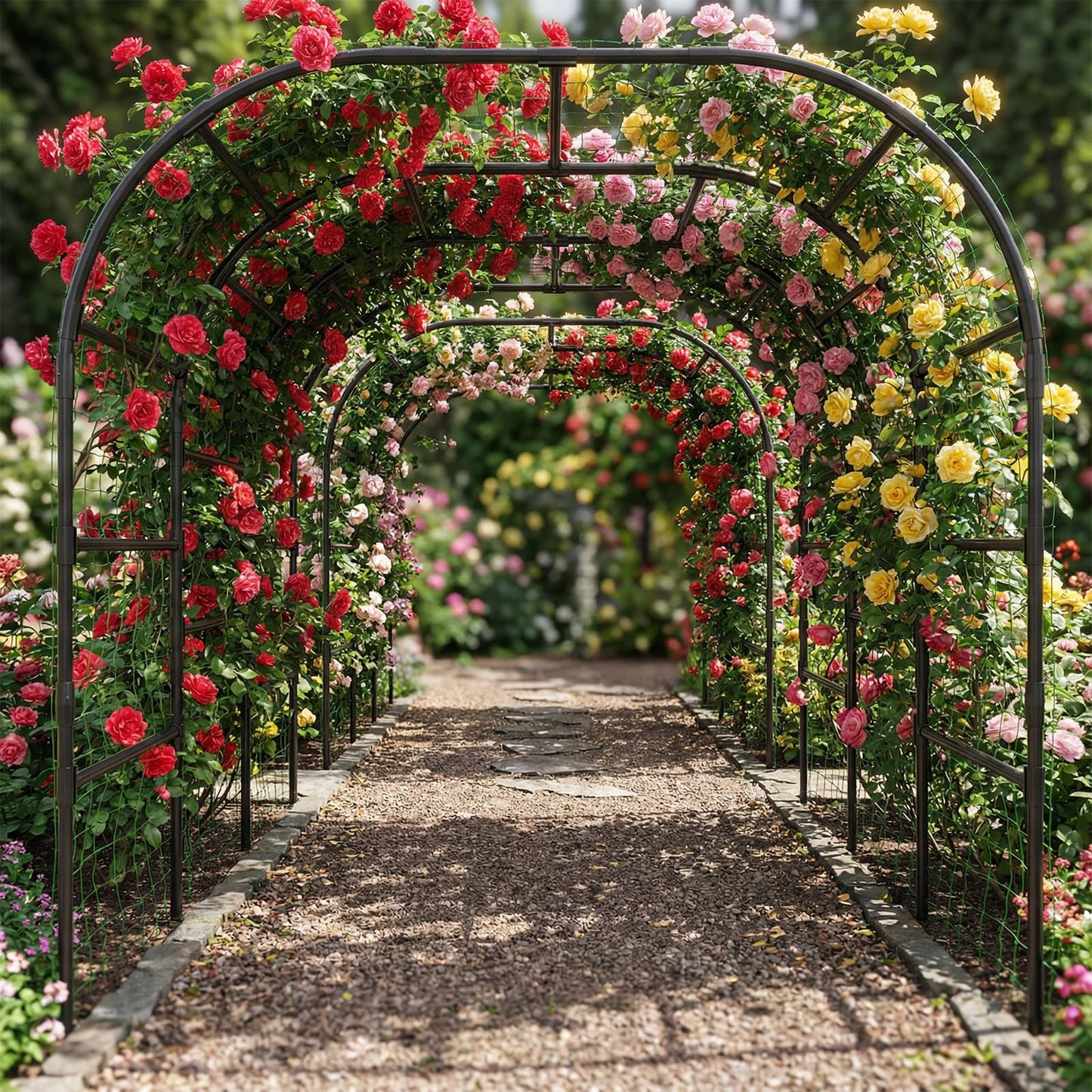 Tall Garden Arch Trellis for Climbing Plants, 88in Tall Metal Plant Support Trellis Archway for Climbing Plant Vegetables Cucumber, Outdoor Yard Lawn Garden Arch Tunnel Trellis