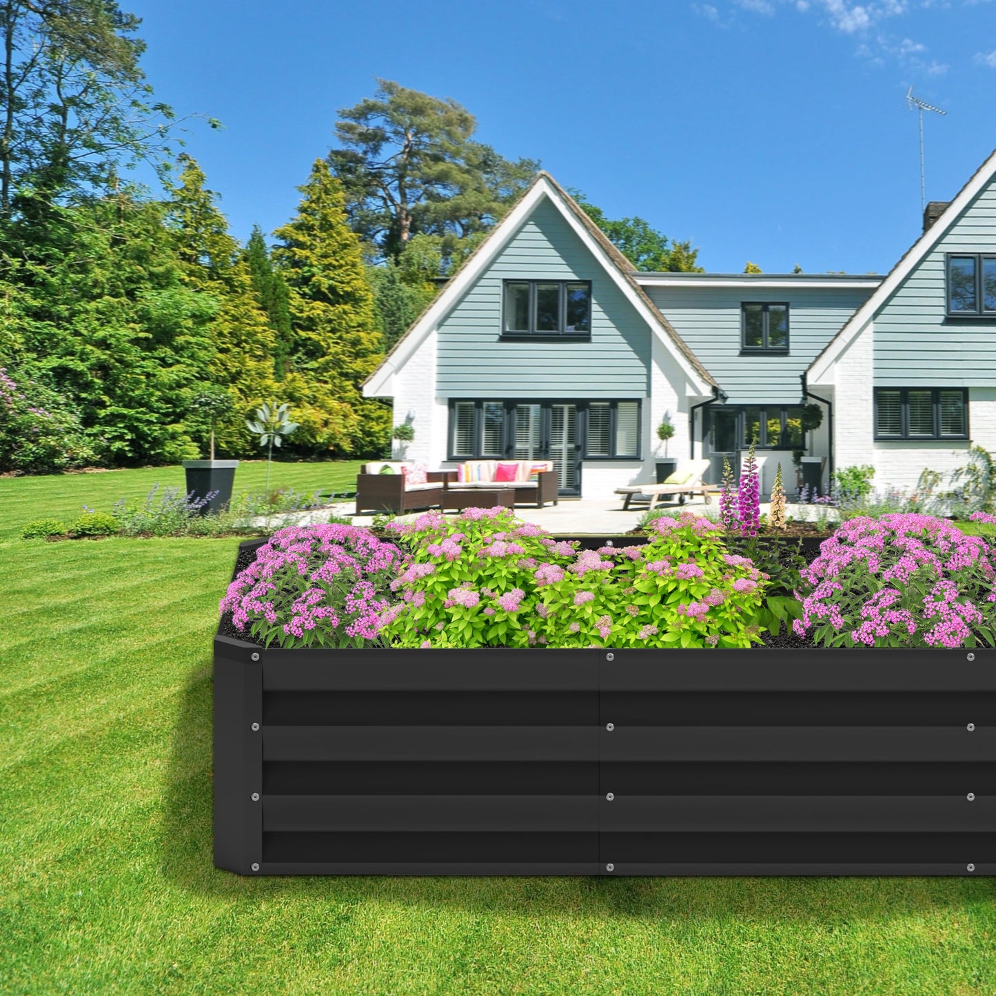 Nedenyou 2PCS 6x2x1FT Galvanized Raised Garden Bed,Planter Raised Beds-Metal Garden Box,Large Plant for Outdoor Planting, Vegetables Bed,Flower,herb-Black