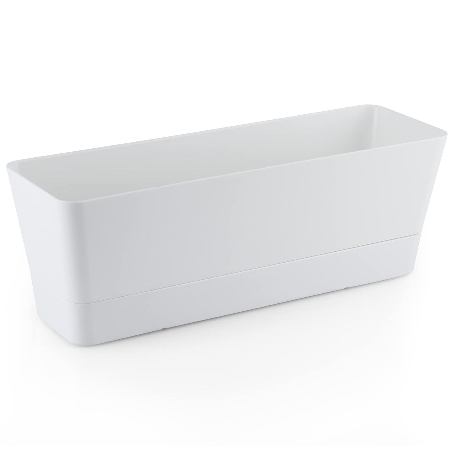 Skelang 3 Pcs Rectangular Plant Pot, 12" Flower Planter Box, Windowsill Container for Succulent, Herb, Vegetable (White)