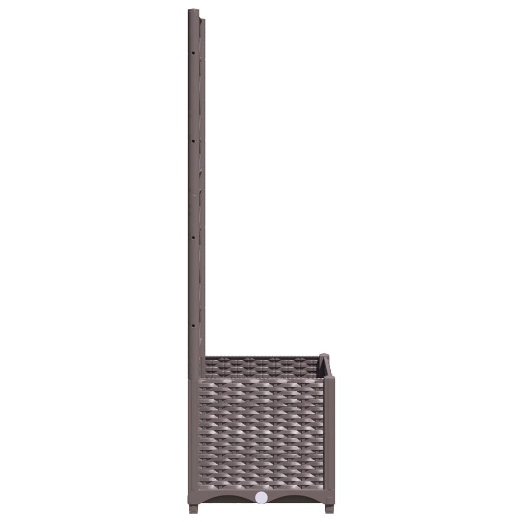 mtlskopl 54" Brown Square Planter with Trellis, 15.7"x15.7" Wood-Look Polypropylene, Modern Matte Garden Box for Patio Balcony