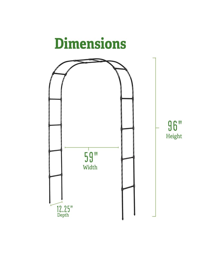 Gardener's Supply Company Titan Arch Arbor Garden Trellis | Sturdy Tall Garden Arch Plant Support for Climbing Plants, Vines and Flowers | Elegant Wedding Entryway & Outdoor Lawn Tower | 96”H x 59”W