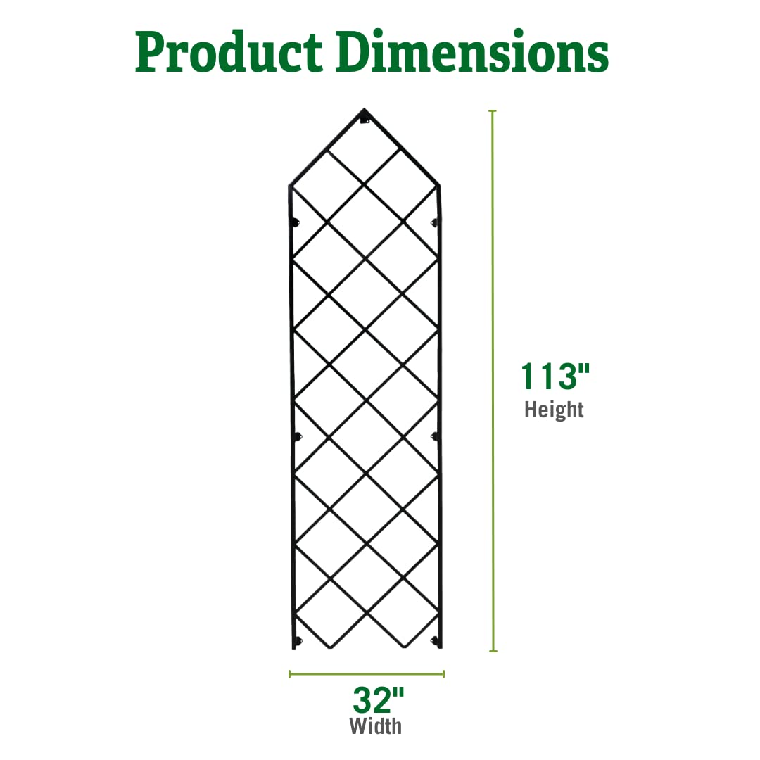 Gardener's Supply Company Lattice Gable Wall Trellis | 9 Feet Tall Sturdy Metal Frame for Outdoor Climbing Plants Support | Best for Vining Crops and Flowering Plants | 32" W x 113.5" H